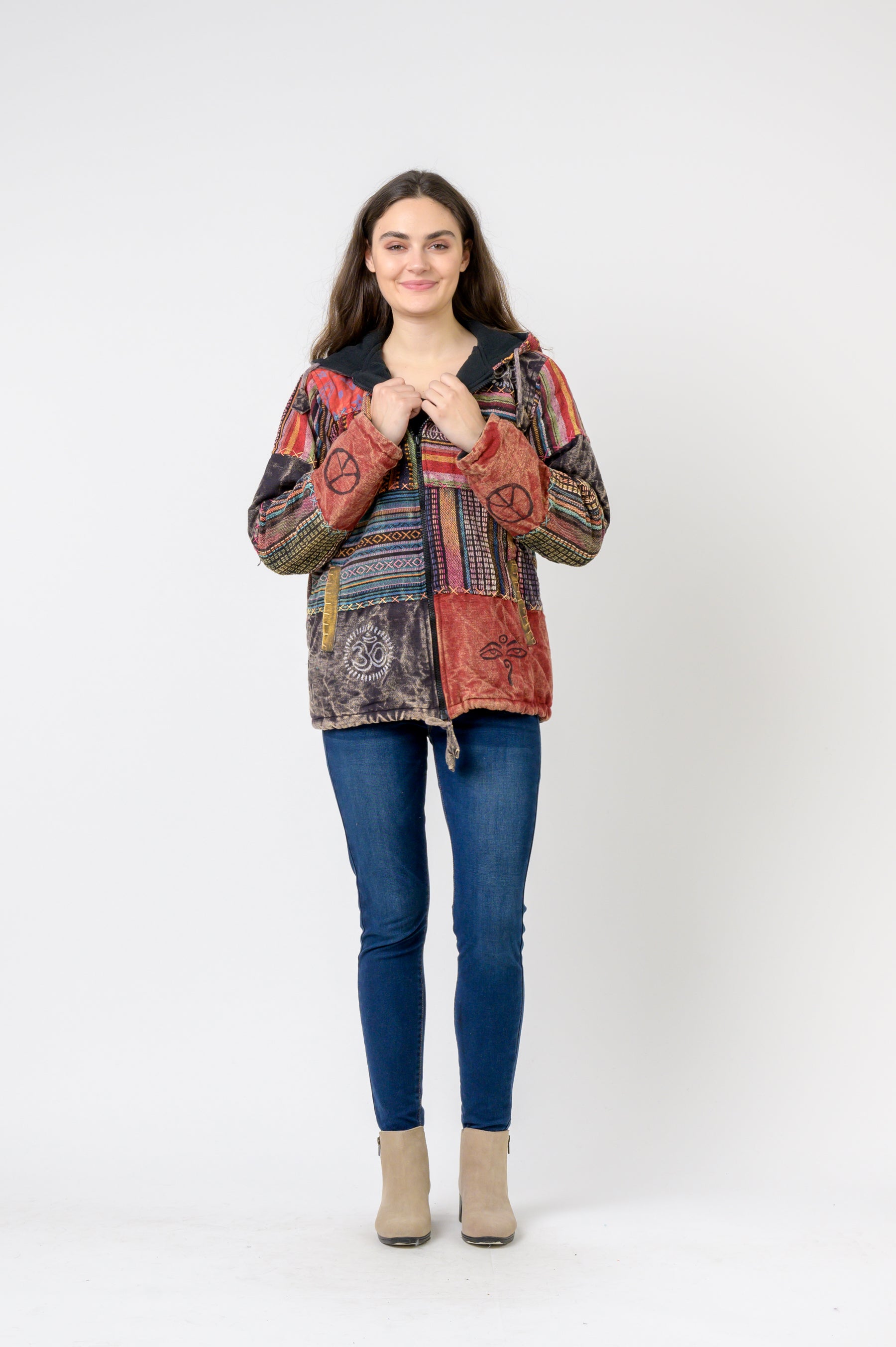 Rhea Pied Zipper Hoodie