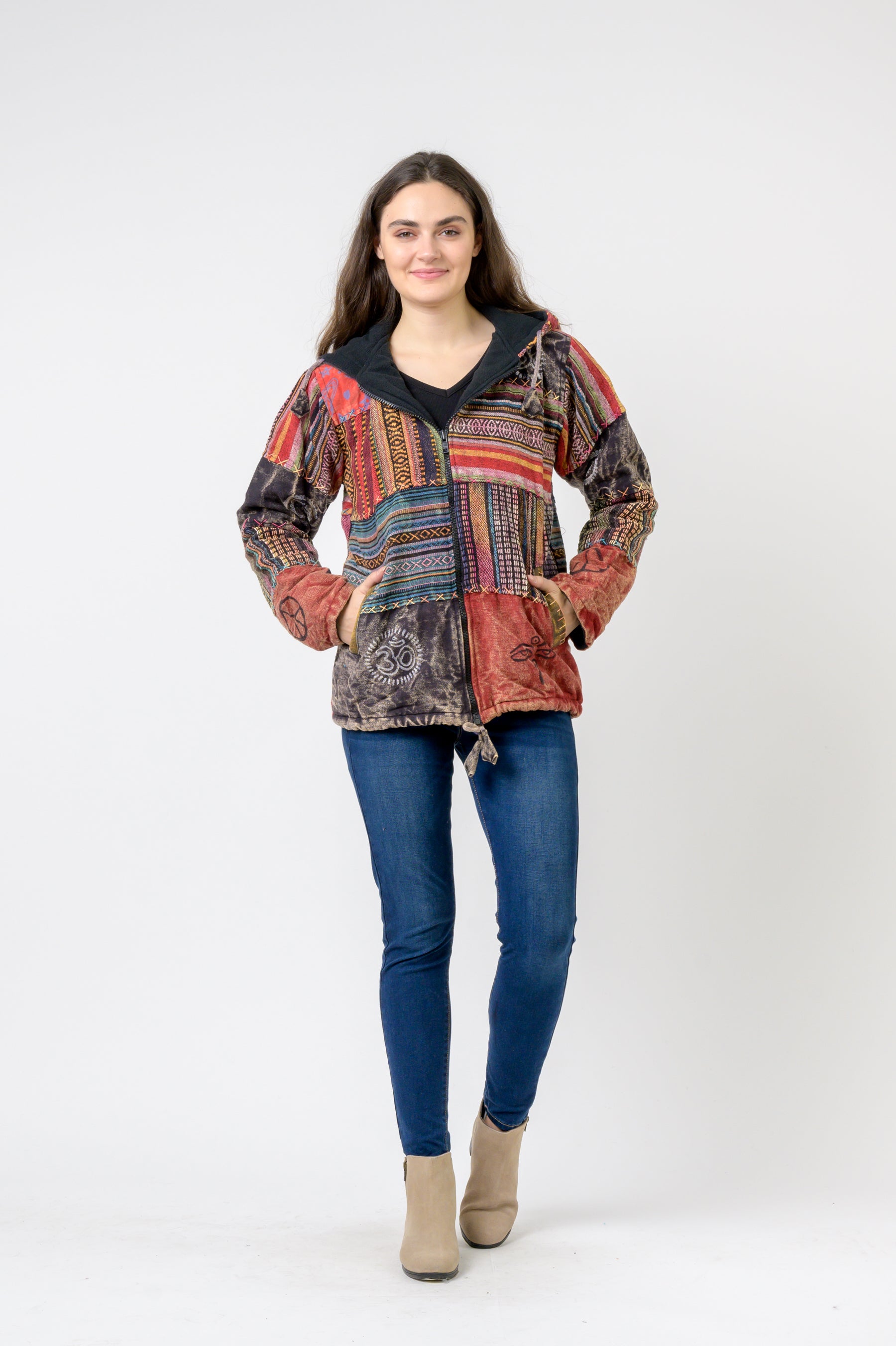 Rhea Pied Zipper Hoodie