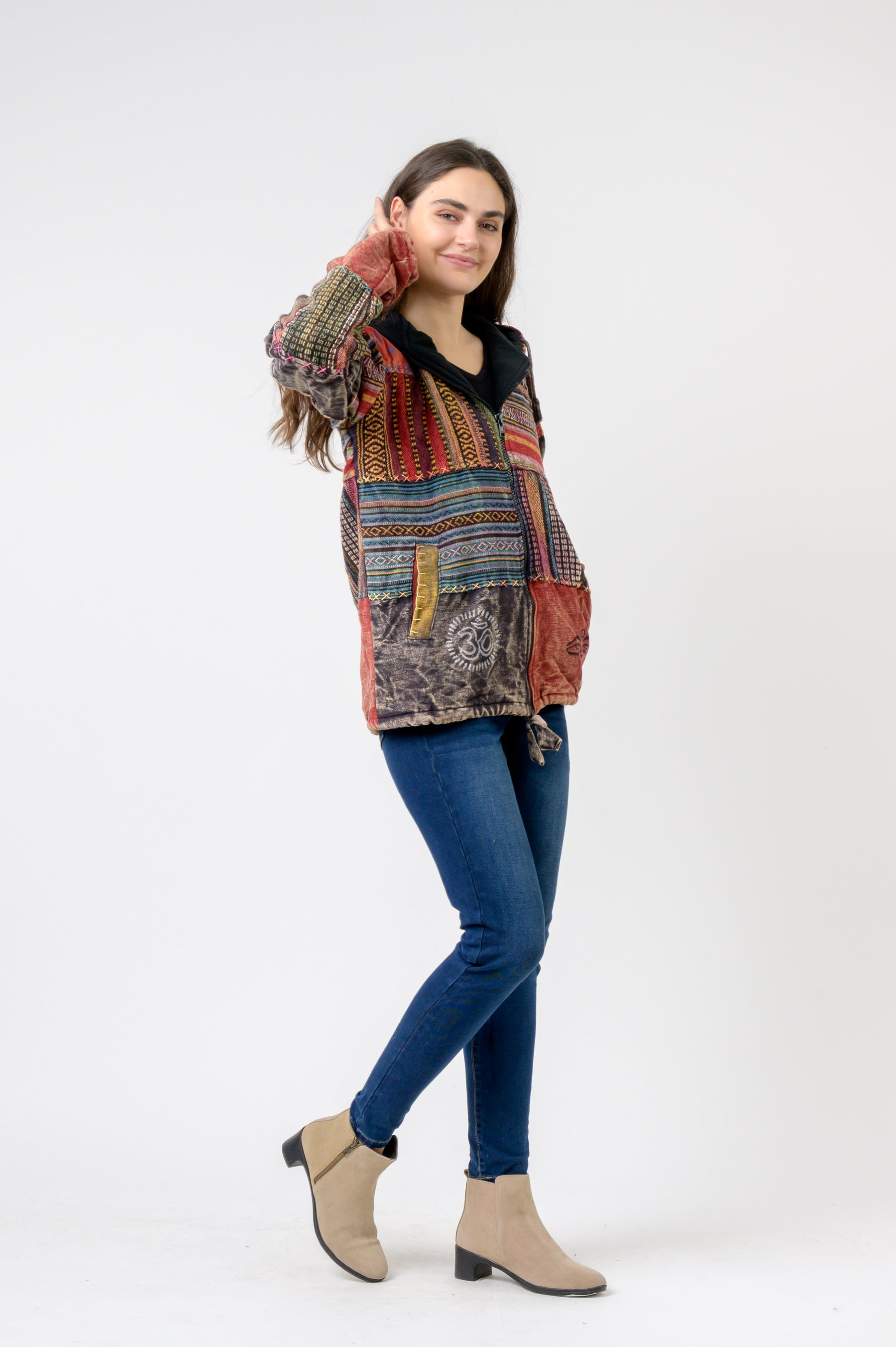 Rhea Pied Zipper Hoodie