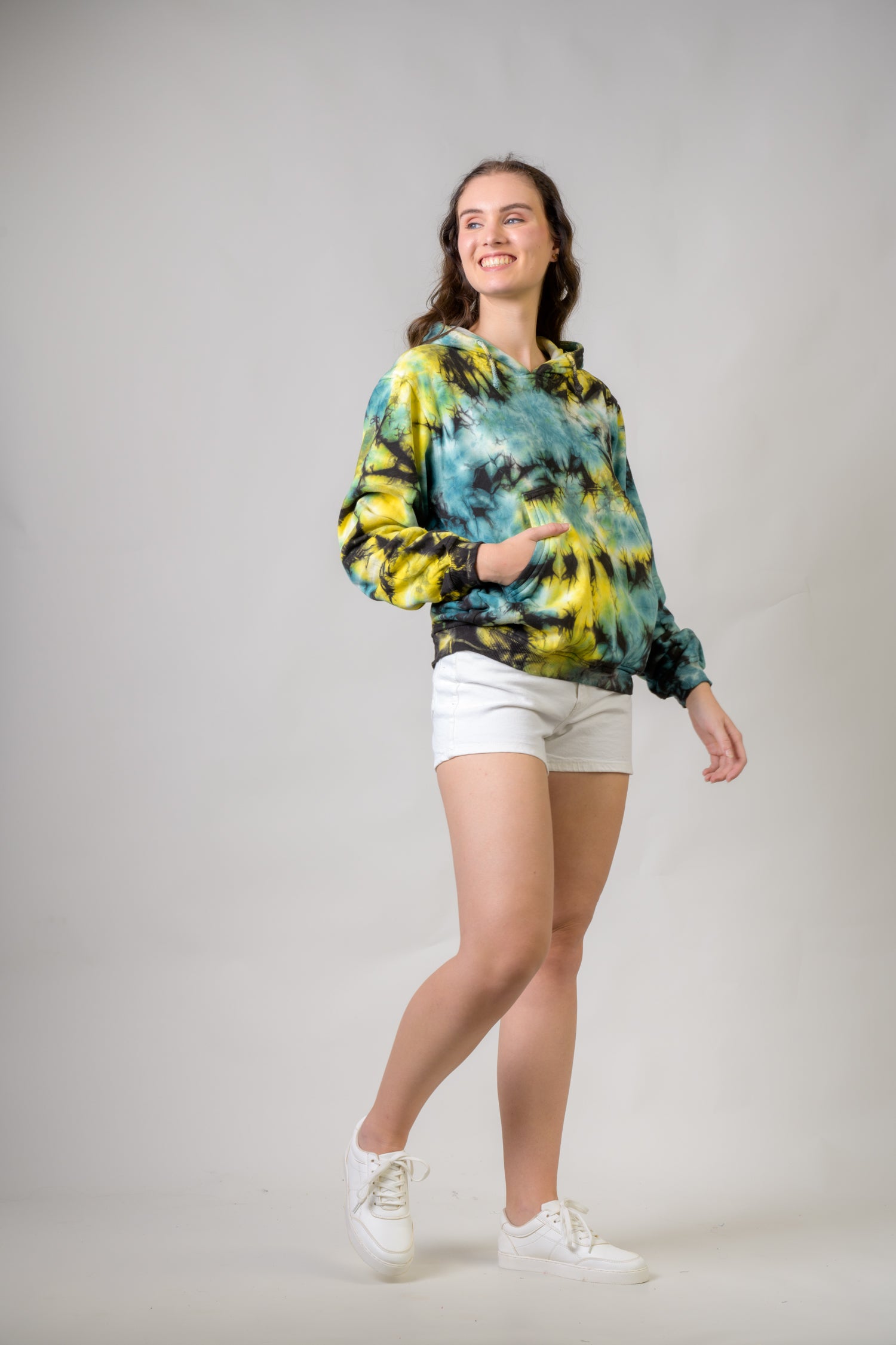 Rhea Forest Cotton Tie-Dye Hoodie