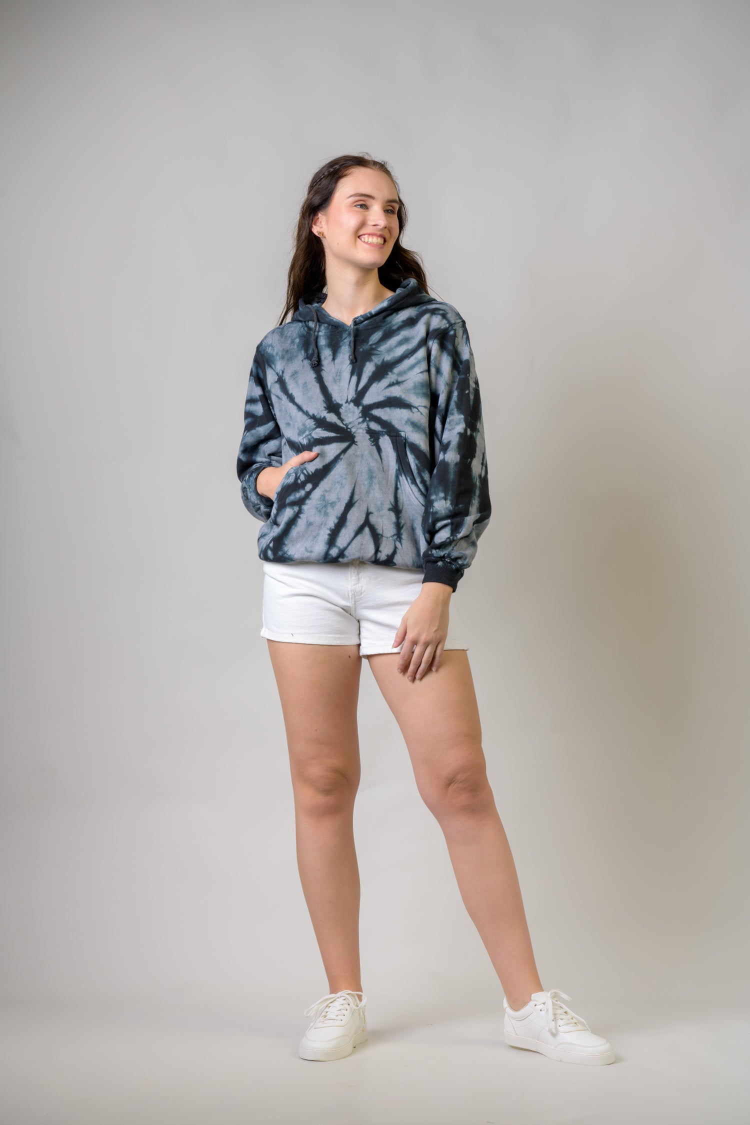 Rhea Cotton Tai-Dai Hoodie Black / Large