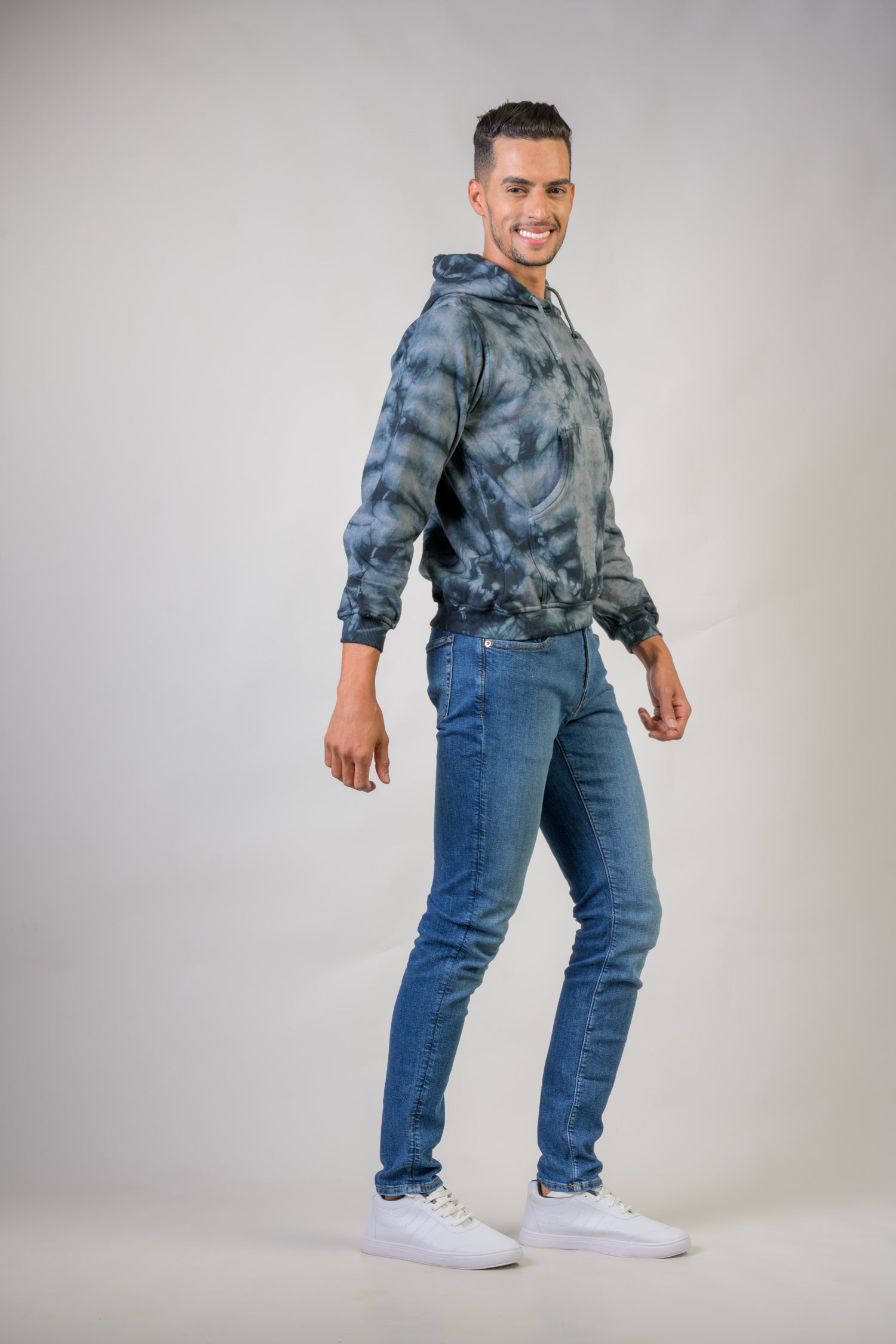 Rhea Cotton Tai-Dai Hoodie Grey / Medium