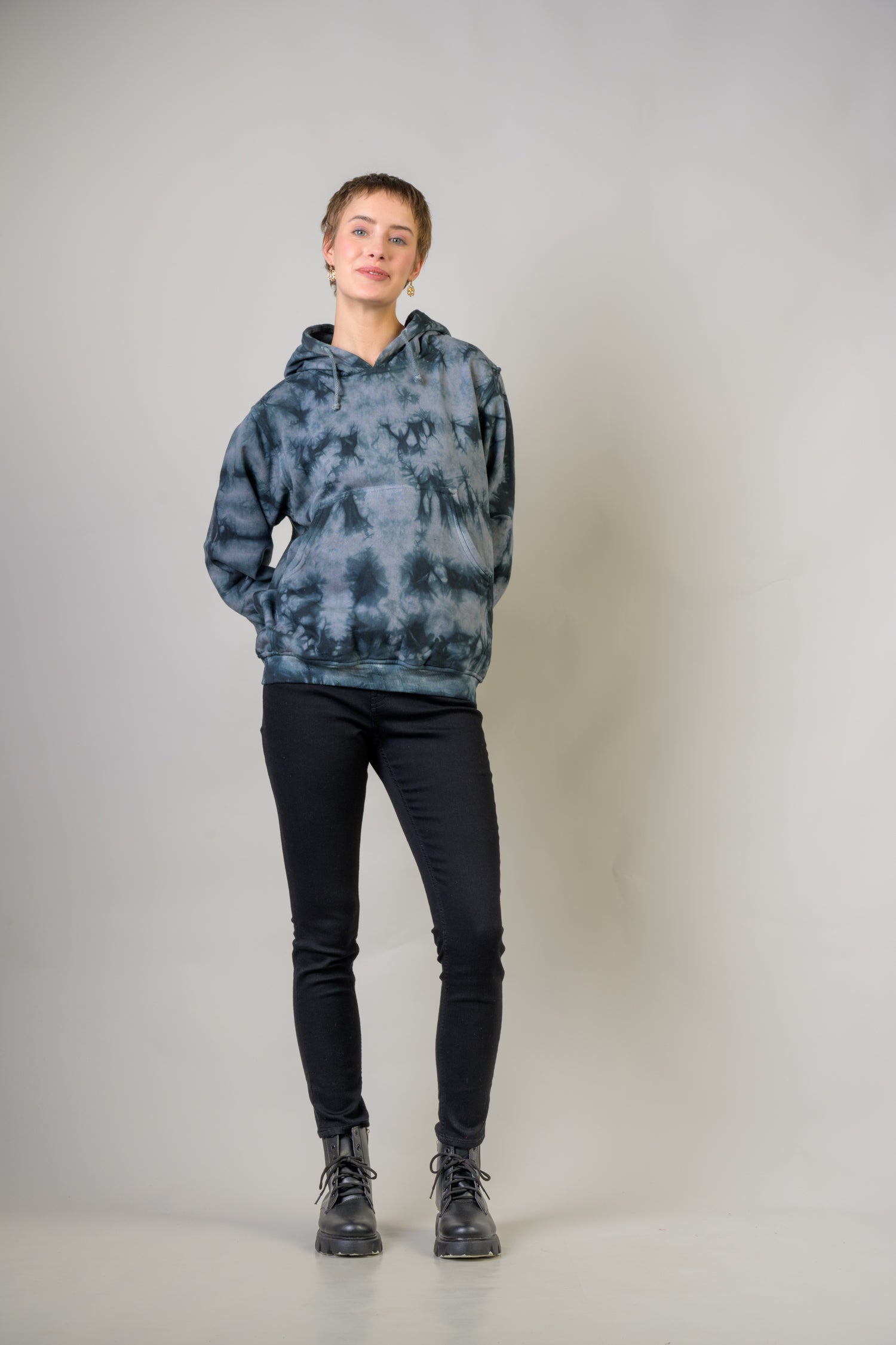 Rhea Cotton Tai-Dai Hoodie Grey / Large