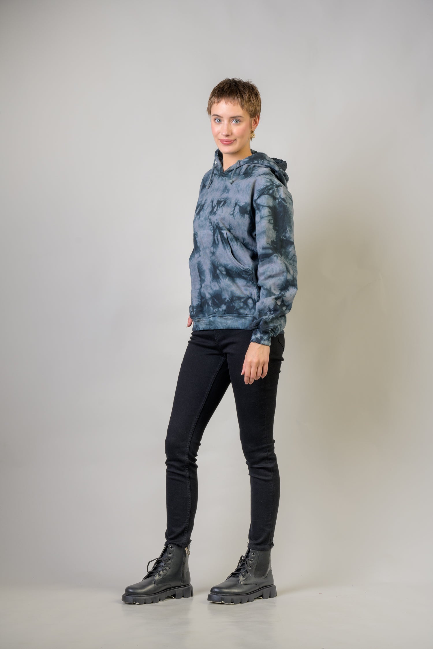 Rhea Cotton Tai-Dai Hoodie Grey / XLarge