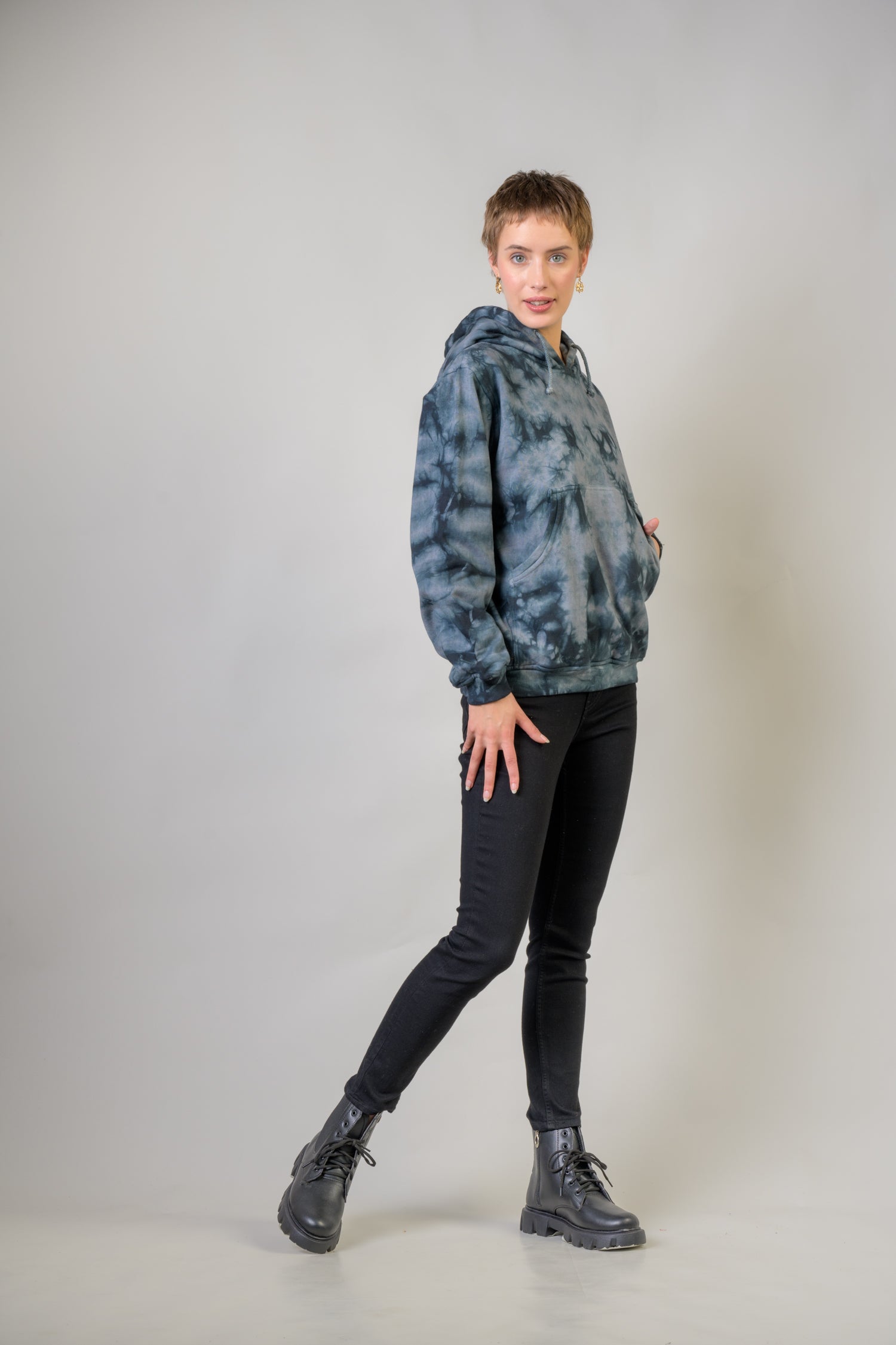 Rhea Cotton Tai-Dai Hoodie Grey / XLarge