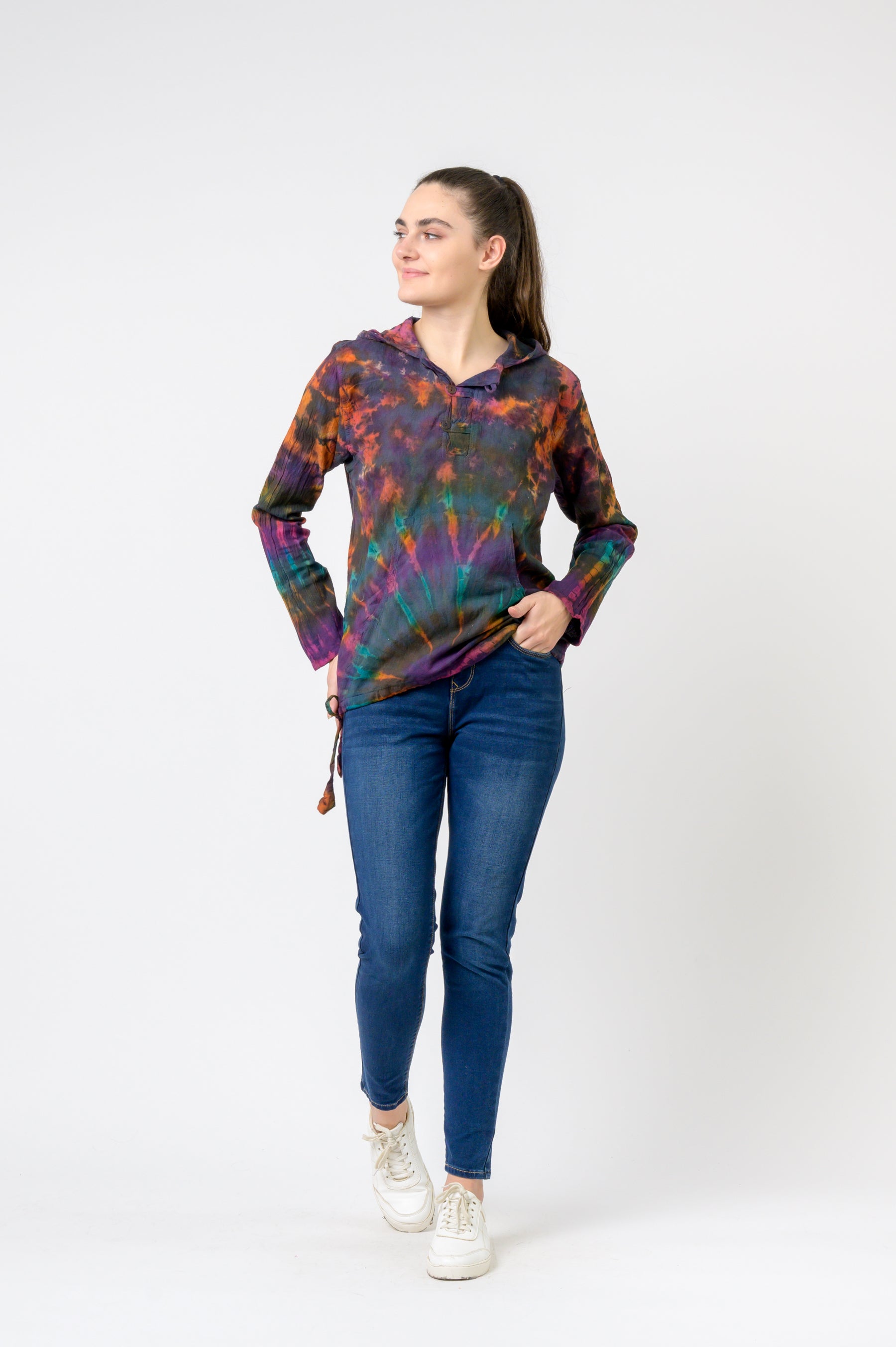 Rhea Sunburst Cotton Tie-Dye Hoodie