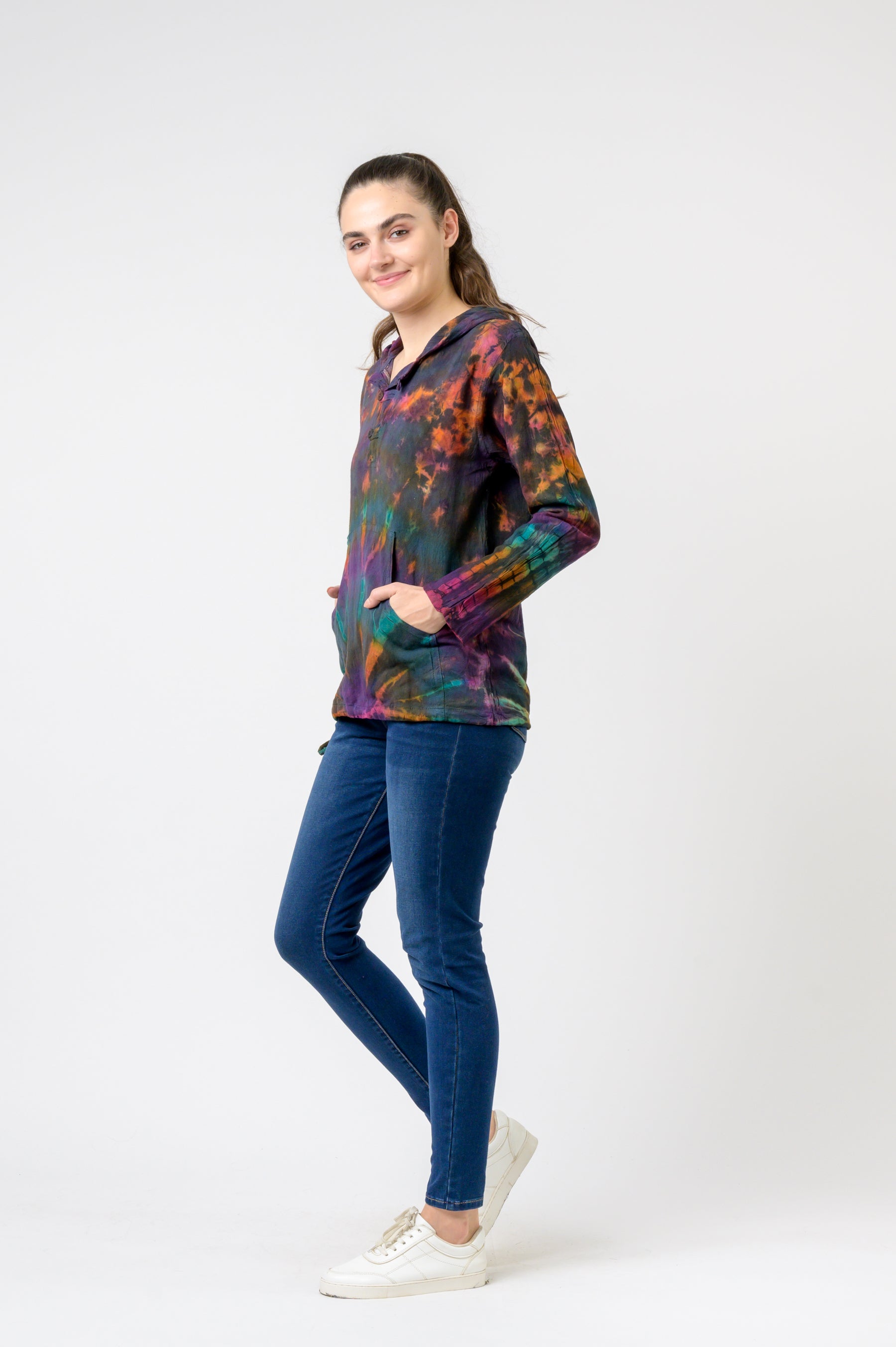 Rhea Sunburst Cotton Tie-Dye Hoodie
