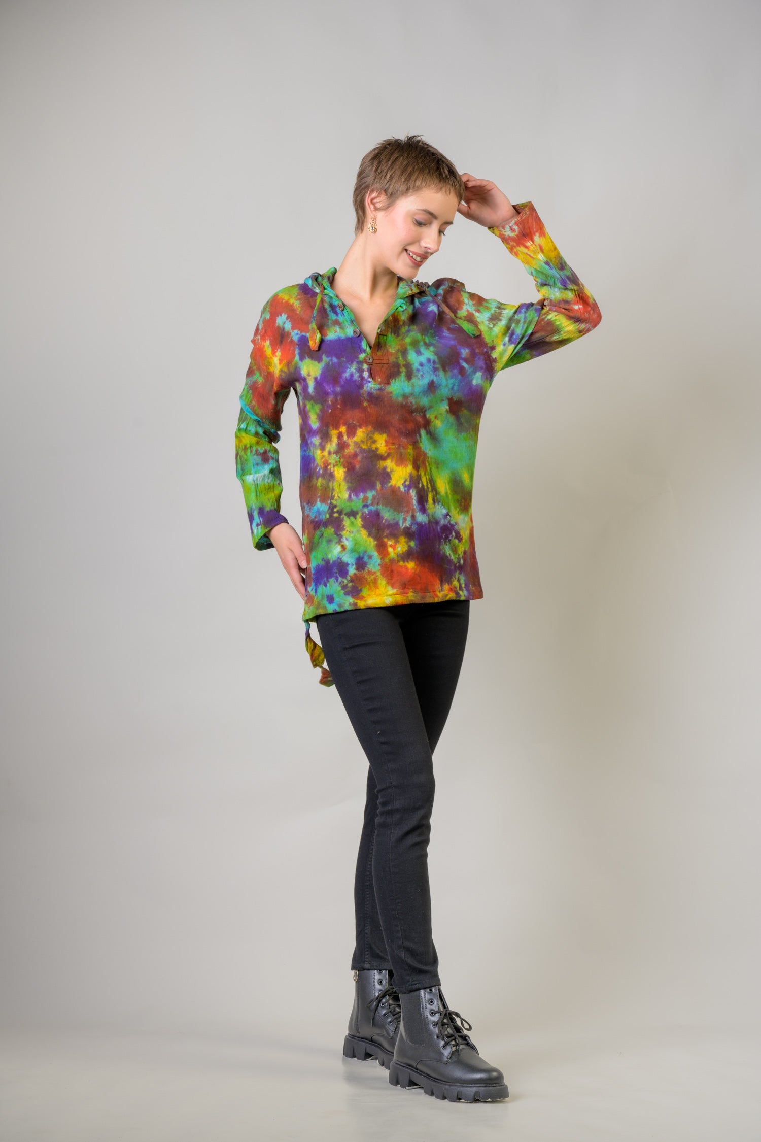Rhea Colorful Cotton Tie-Dye Hoodie