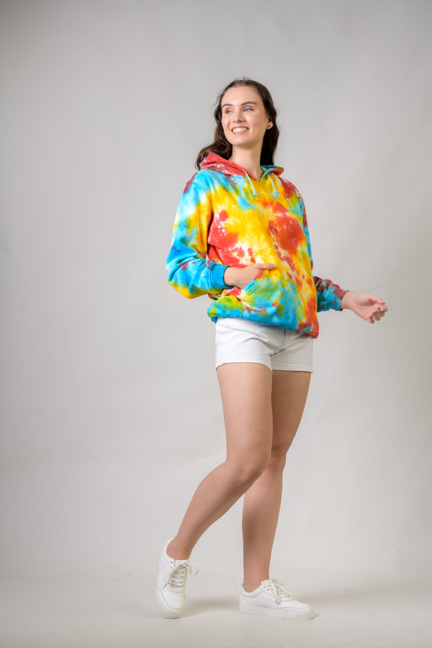 Rhea Paint Pattern Cotton Tie-Dye Hoodie
