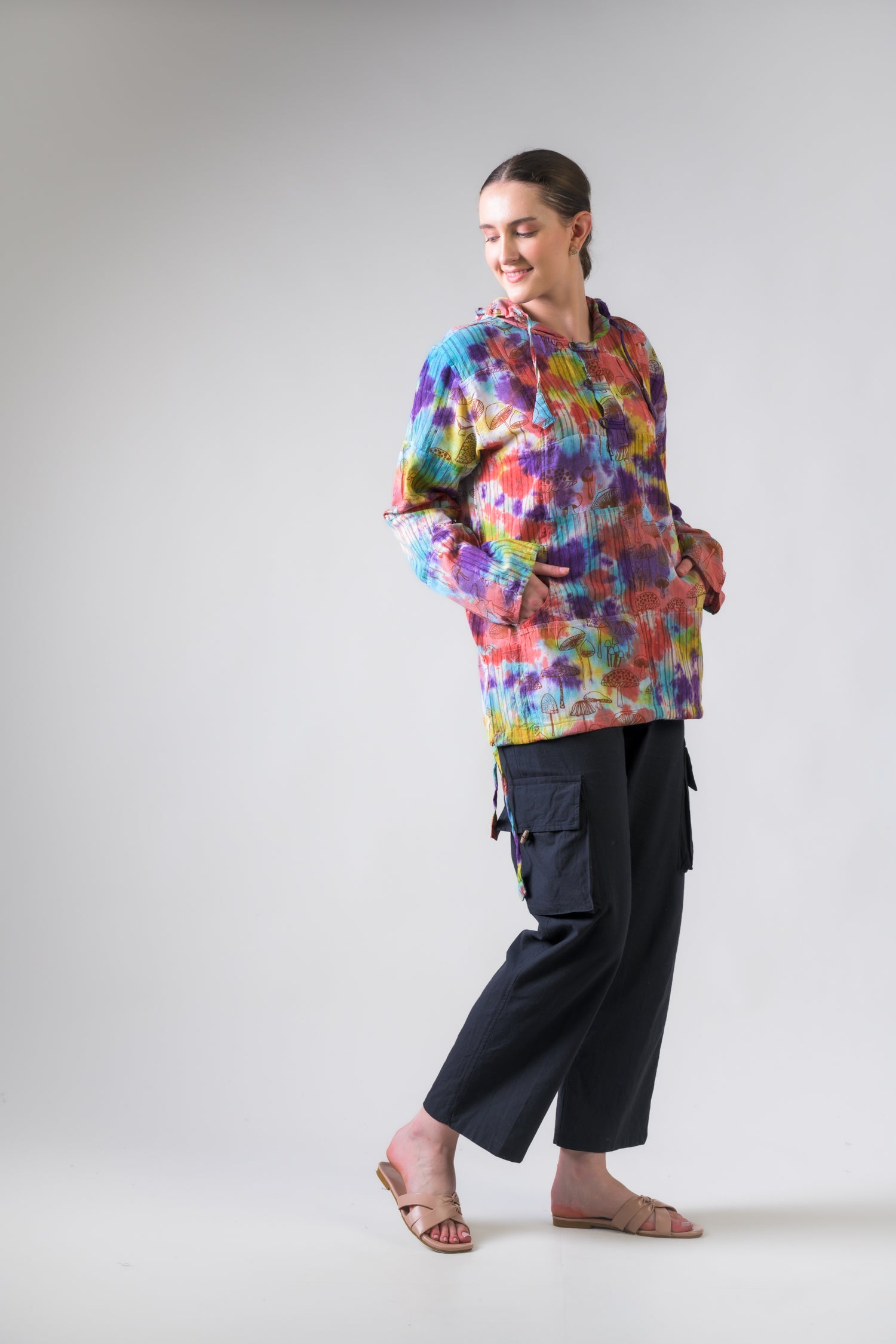 Rhea Tai-Dai Mushroom Patch Hoodie Multicolor / Small