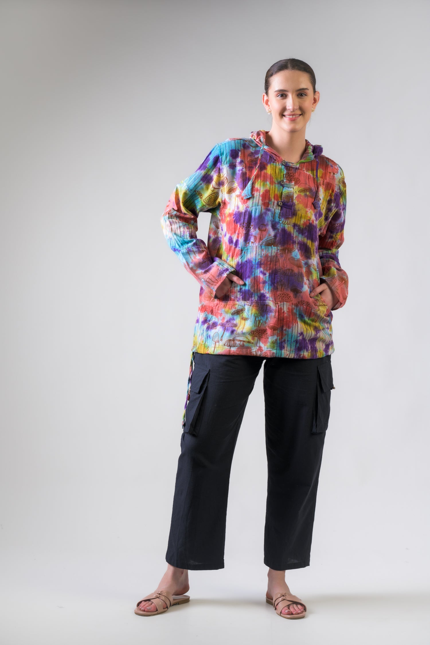 Rhea Tai-Dai Mushroom Patch Hoodie Multicolor / Small