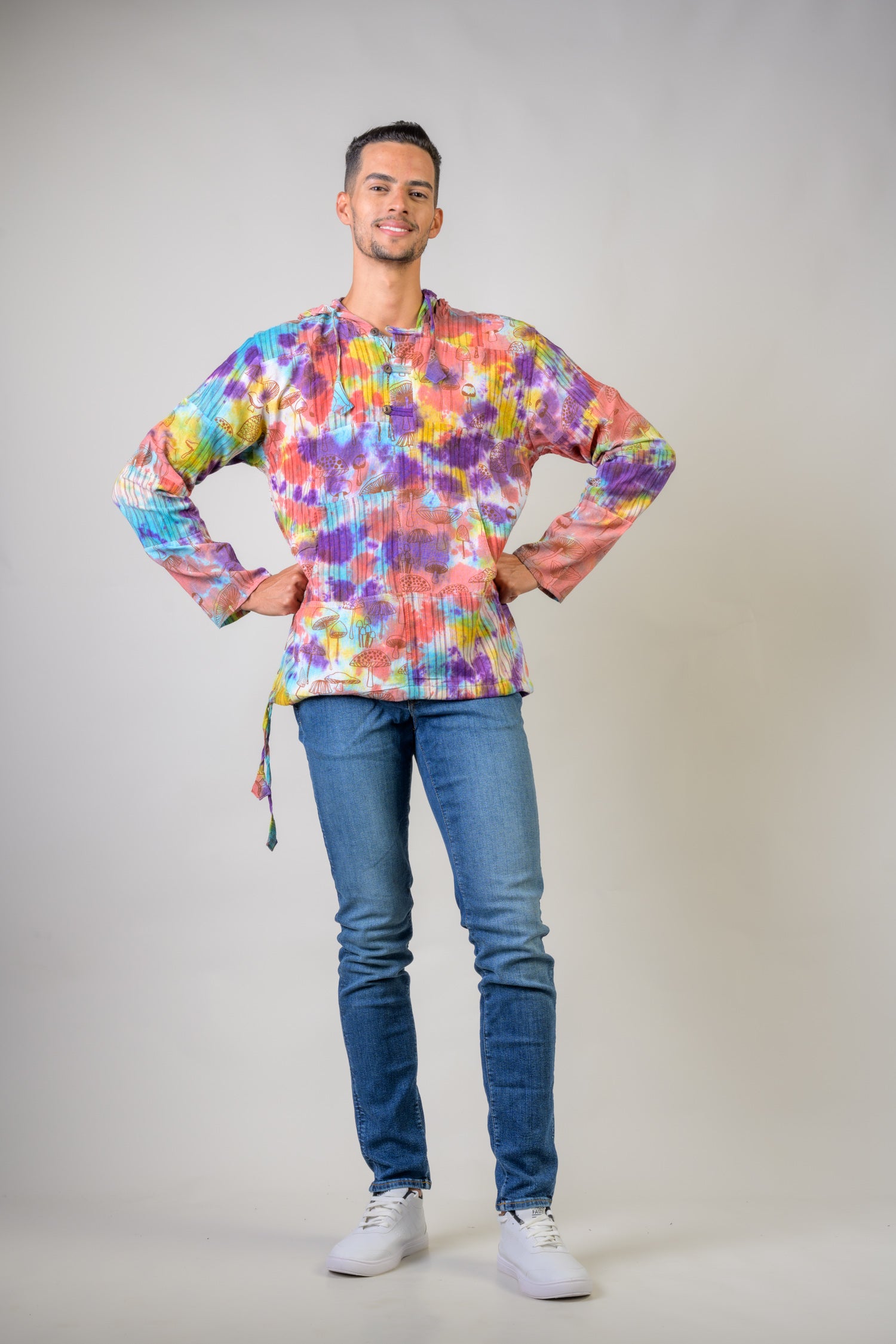 Rhea Tai-Dai Mushroom Patch Hoodie Multicolor / Small