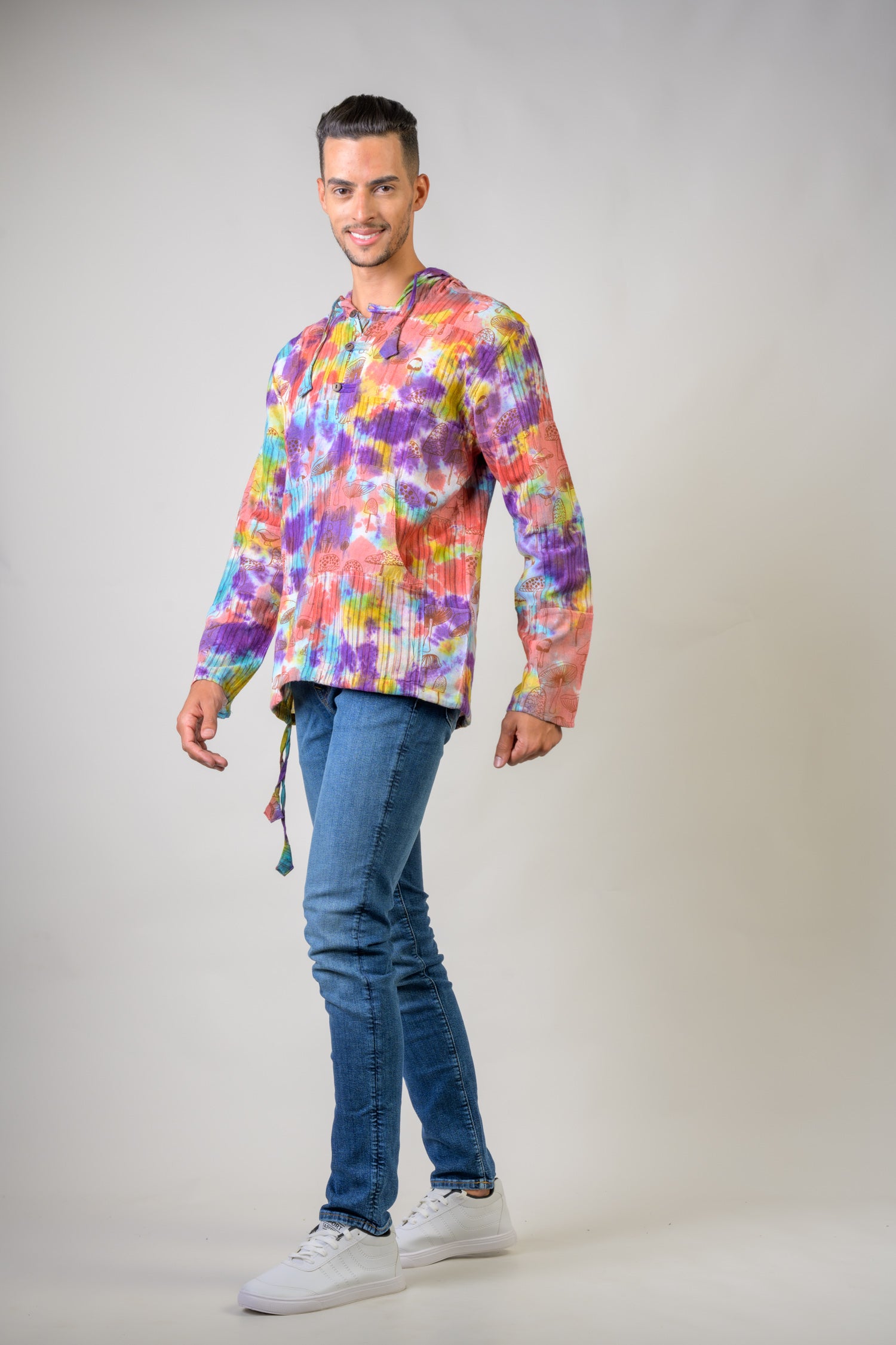 Rhea Tai-Dai Mushroom Patch Hoodie Multicolor / Large