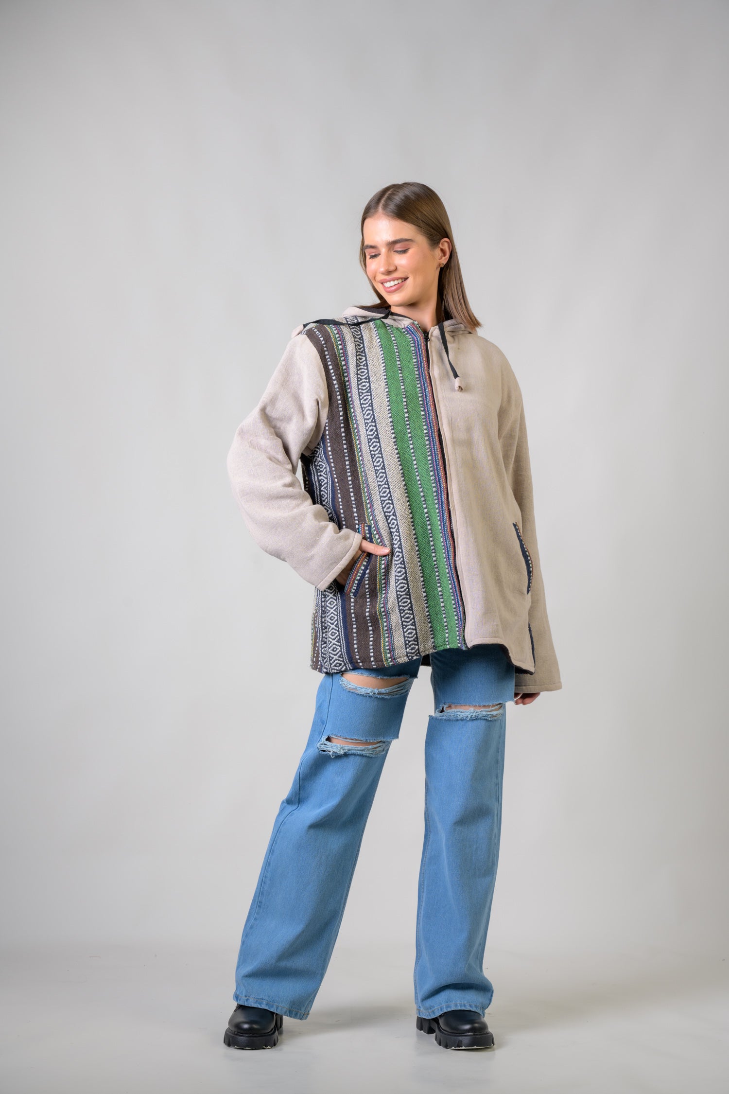 Rhea Stylish Offset Hoodie Black / Small