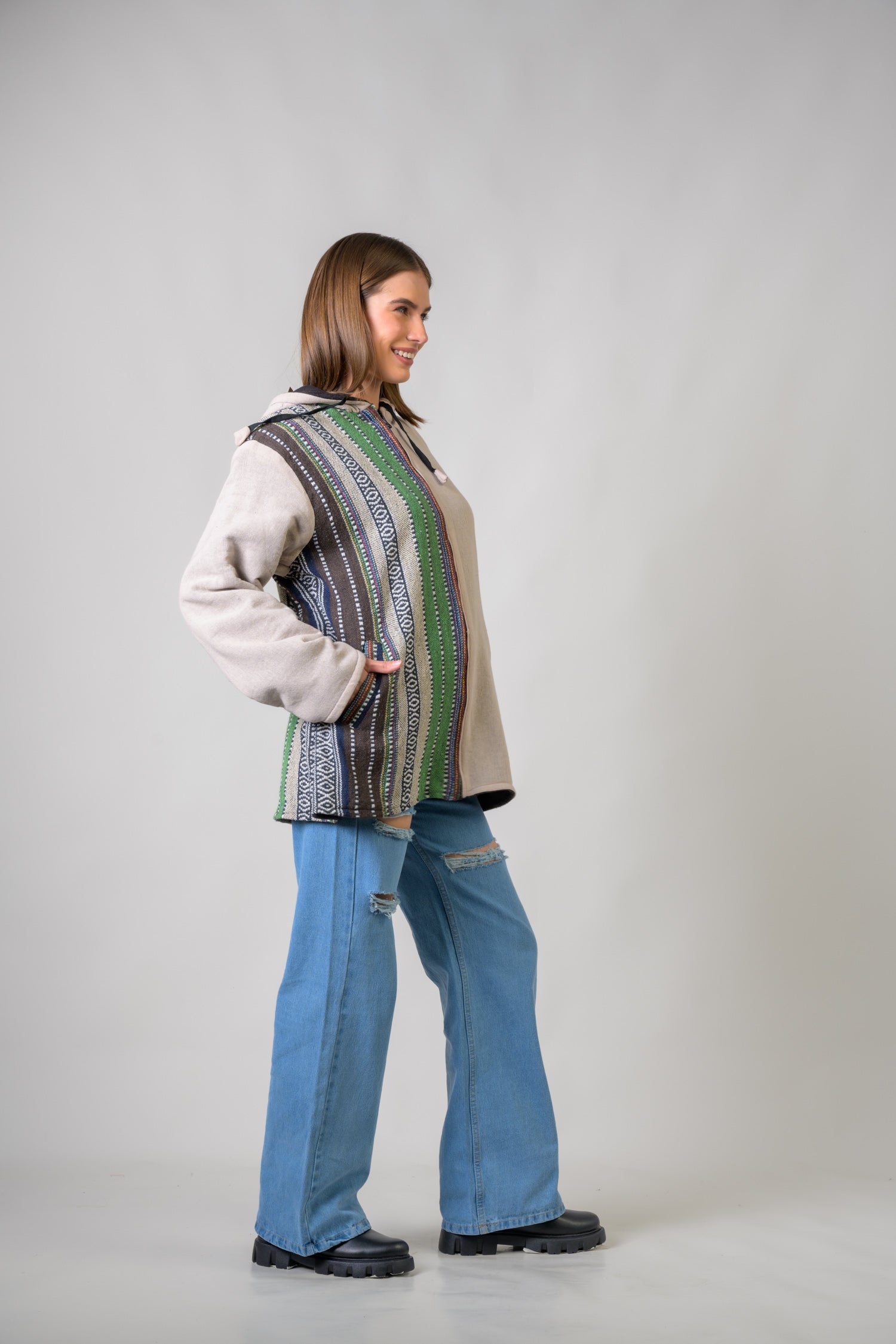 Rhea Stylish Offset Hoodie Black / Small