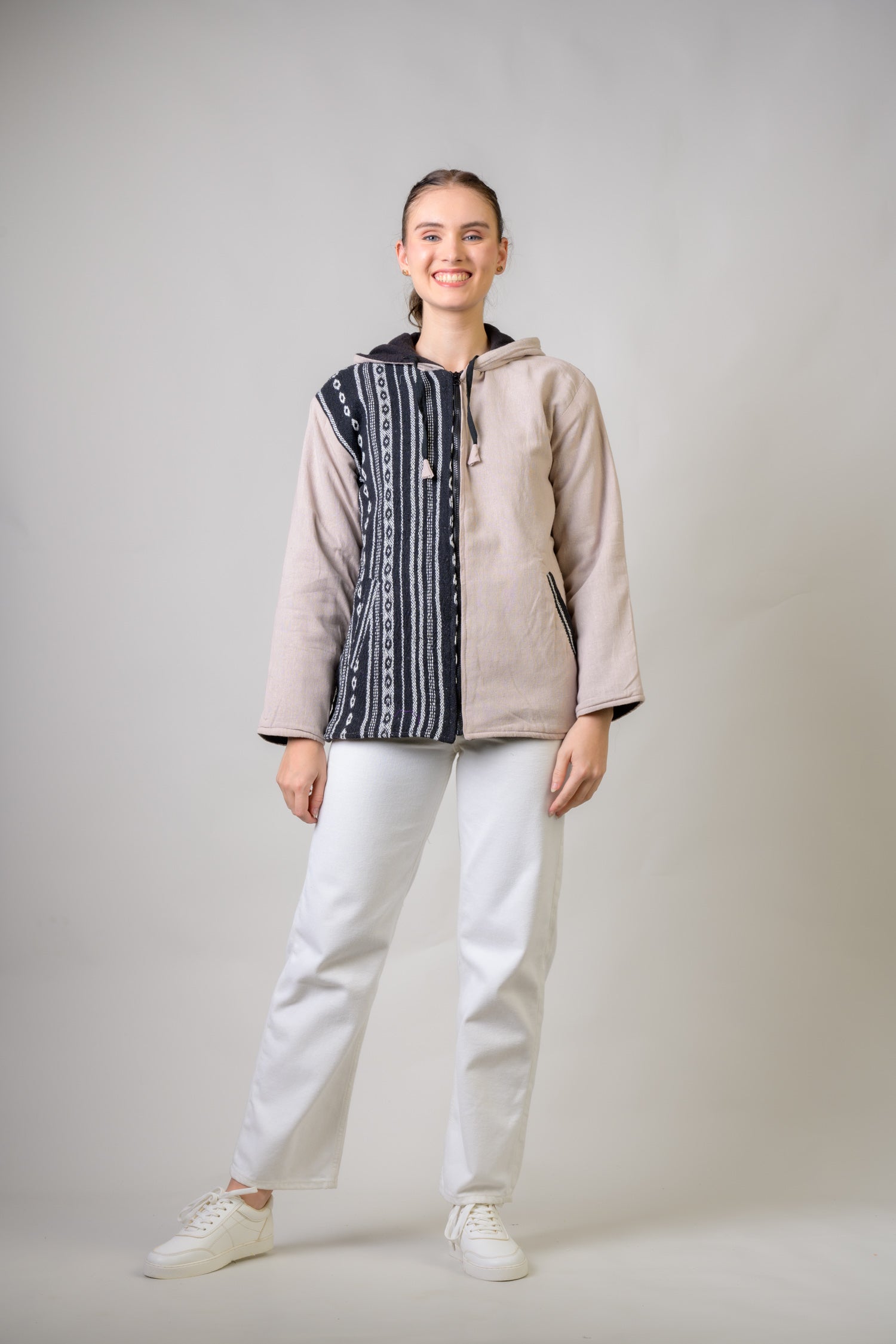 Rhea Stylish Offset Hoodie Black / Small