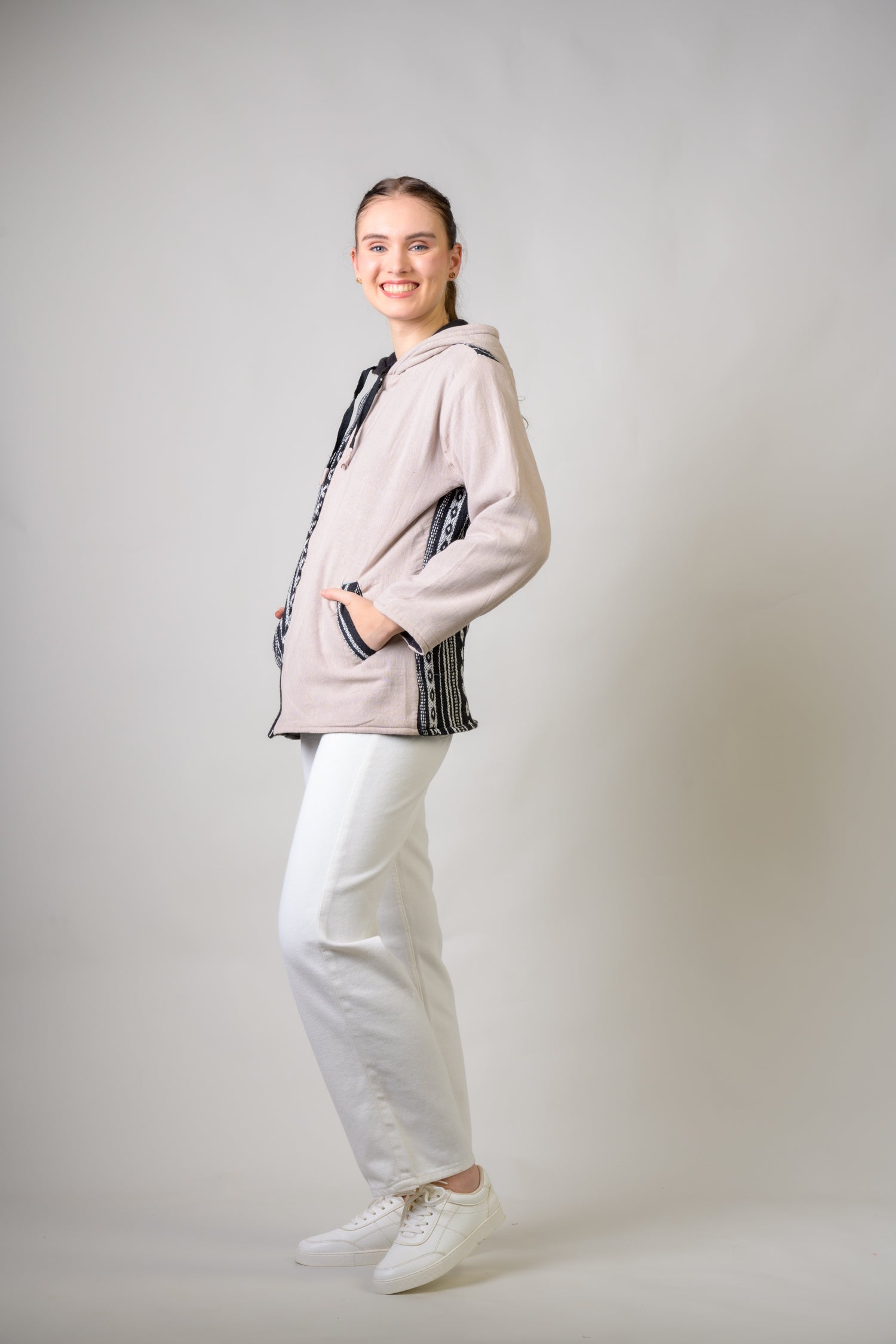 Rhea Stylish Offset Hoodie Black / Medium