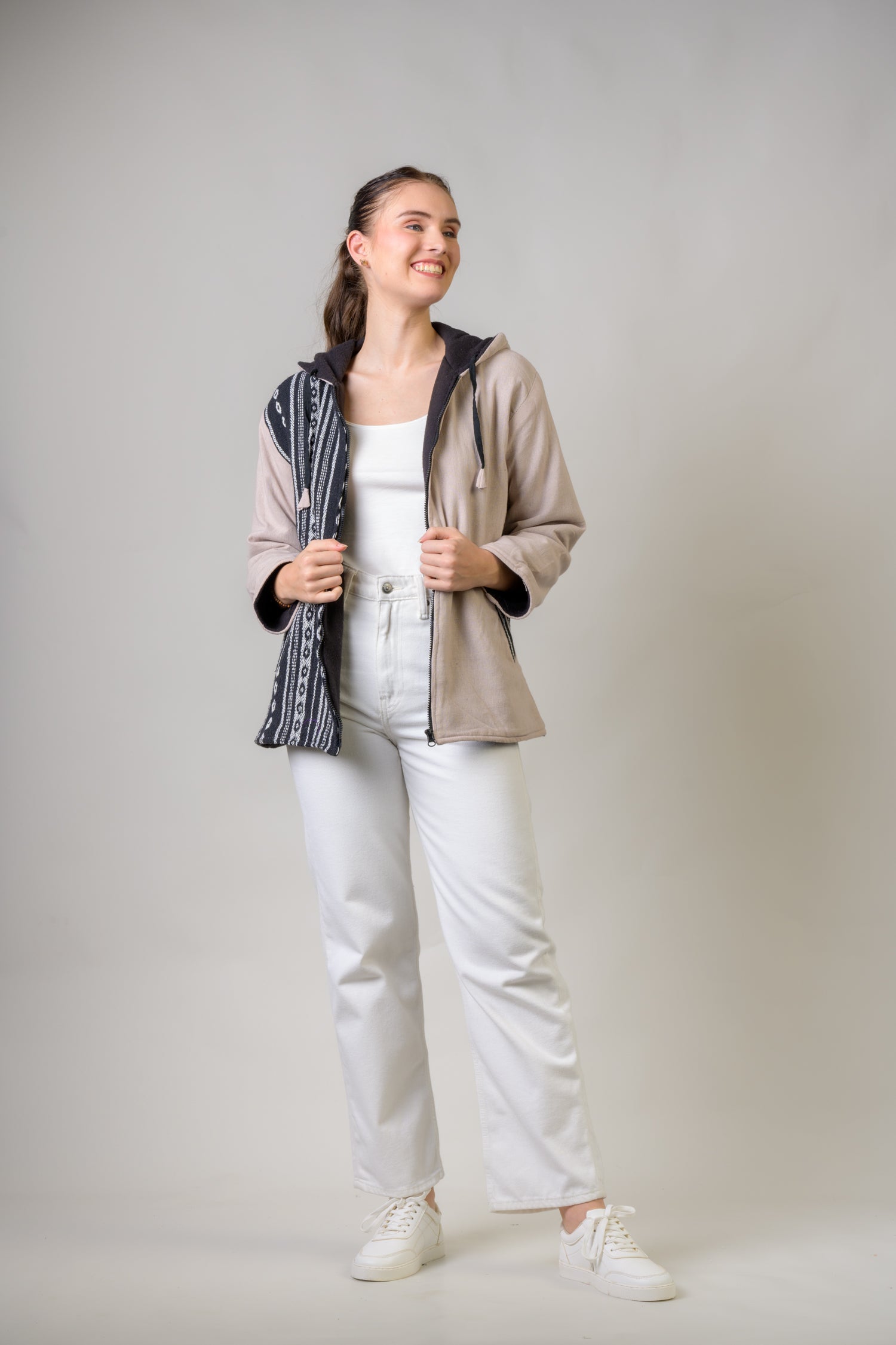 Rhea Stylish Offset Hoodie Black / Large