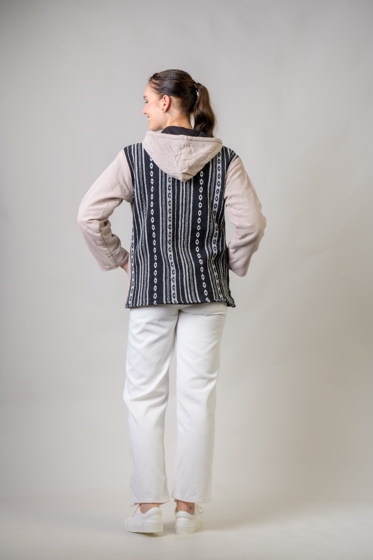 Rhea Stylish Offset Hoodie Black / Small