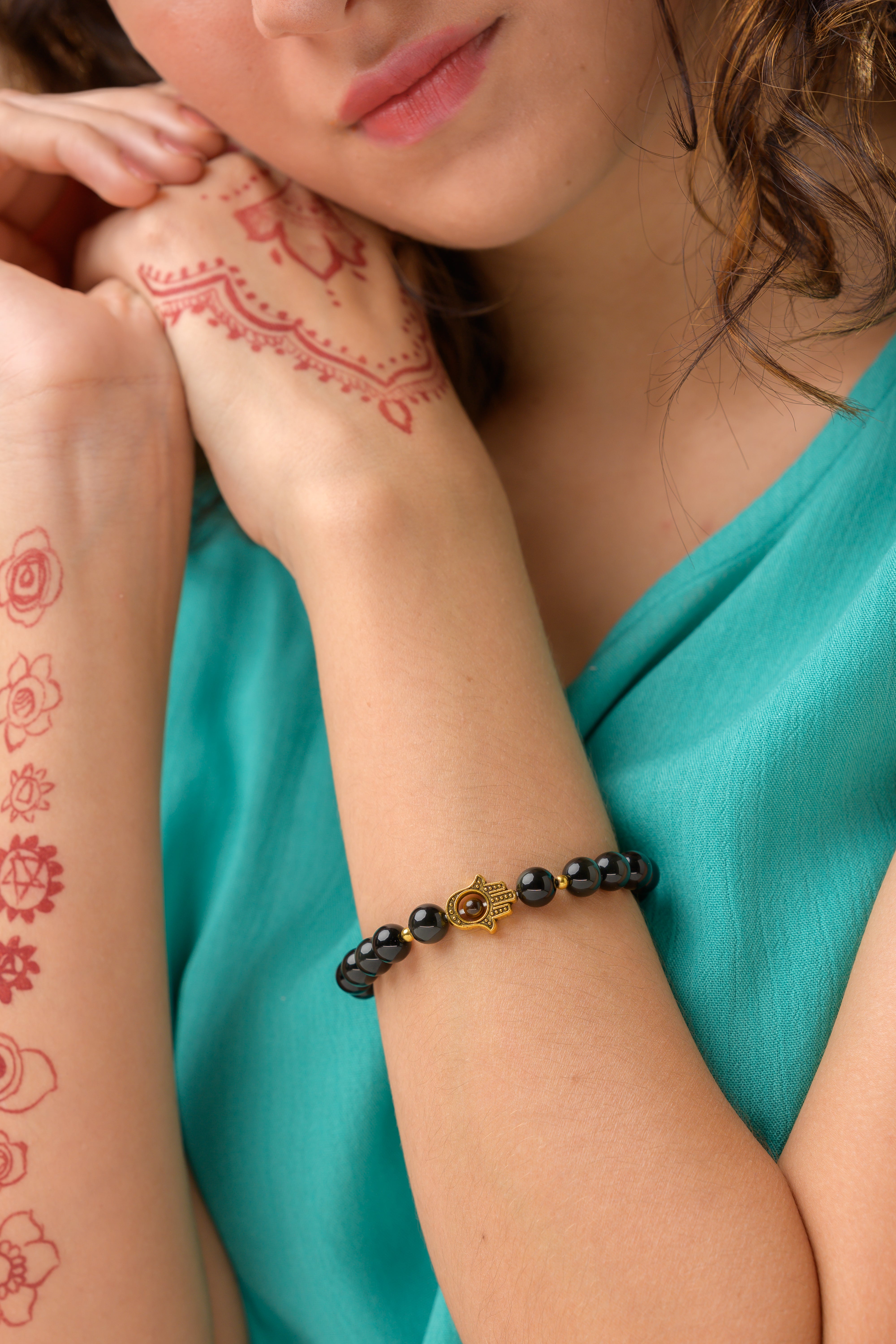 Hamsa Beaded Bracelet - 8mm