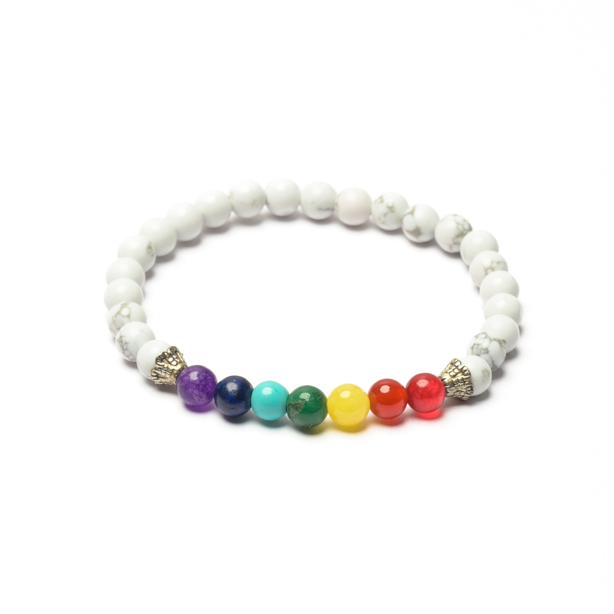 7 Chakra & Howlite Bead Bracelet