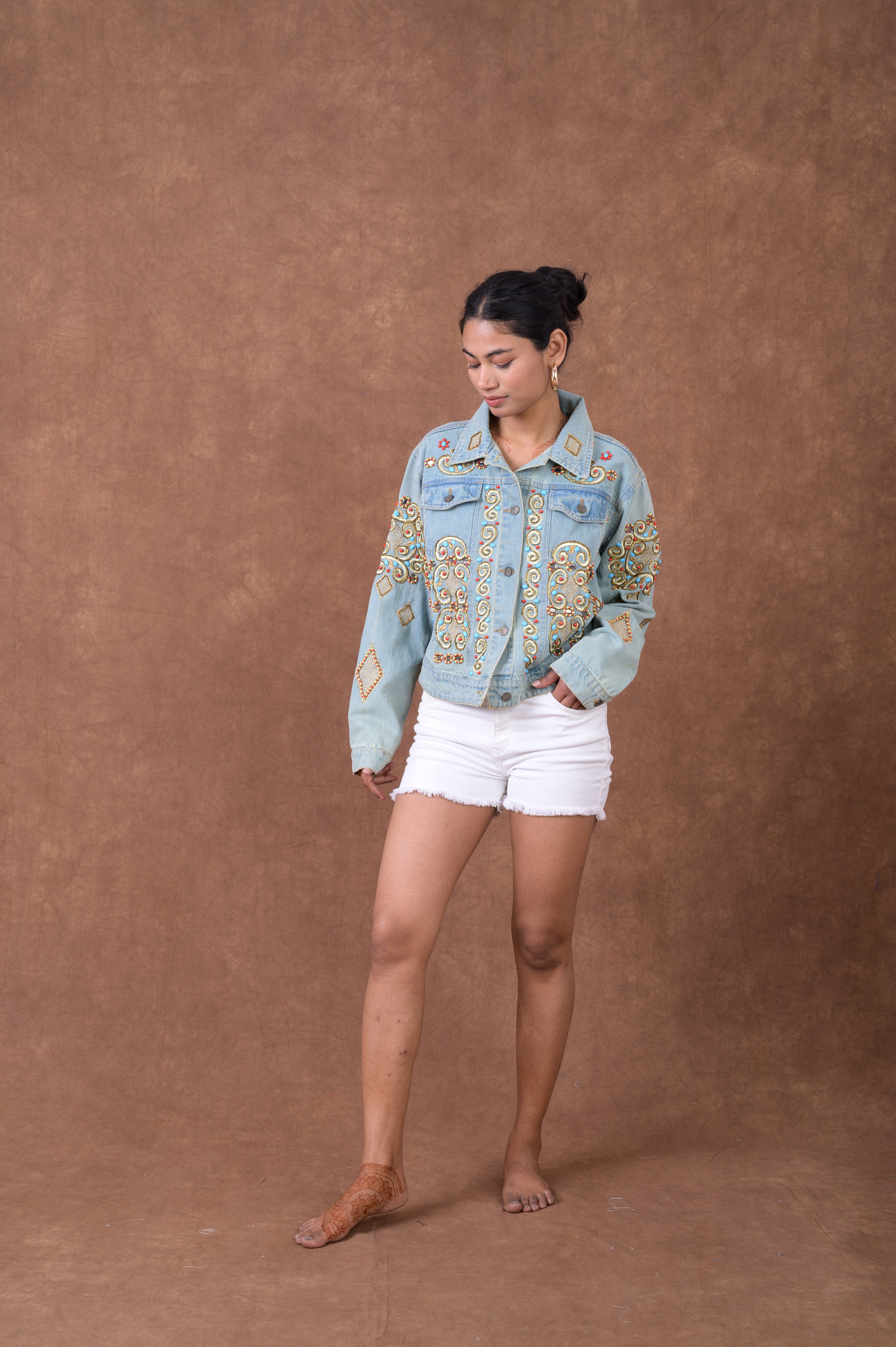 Rhea Embroidered Denim Jacket