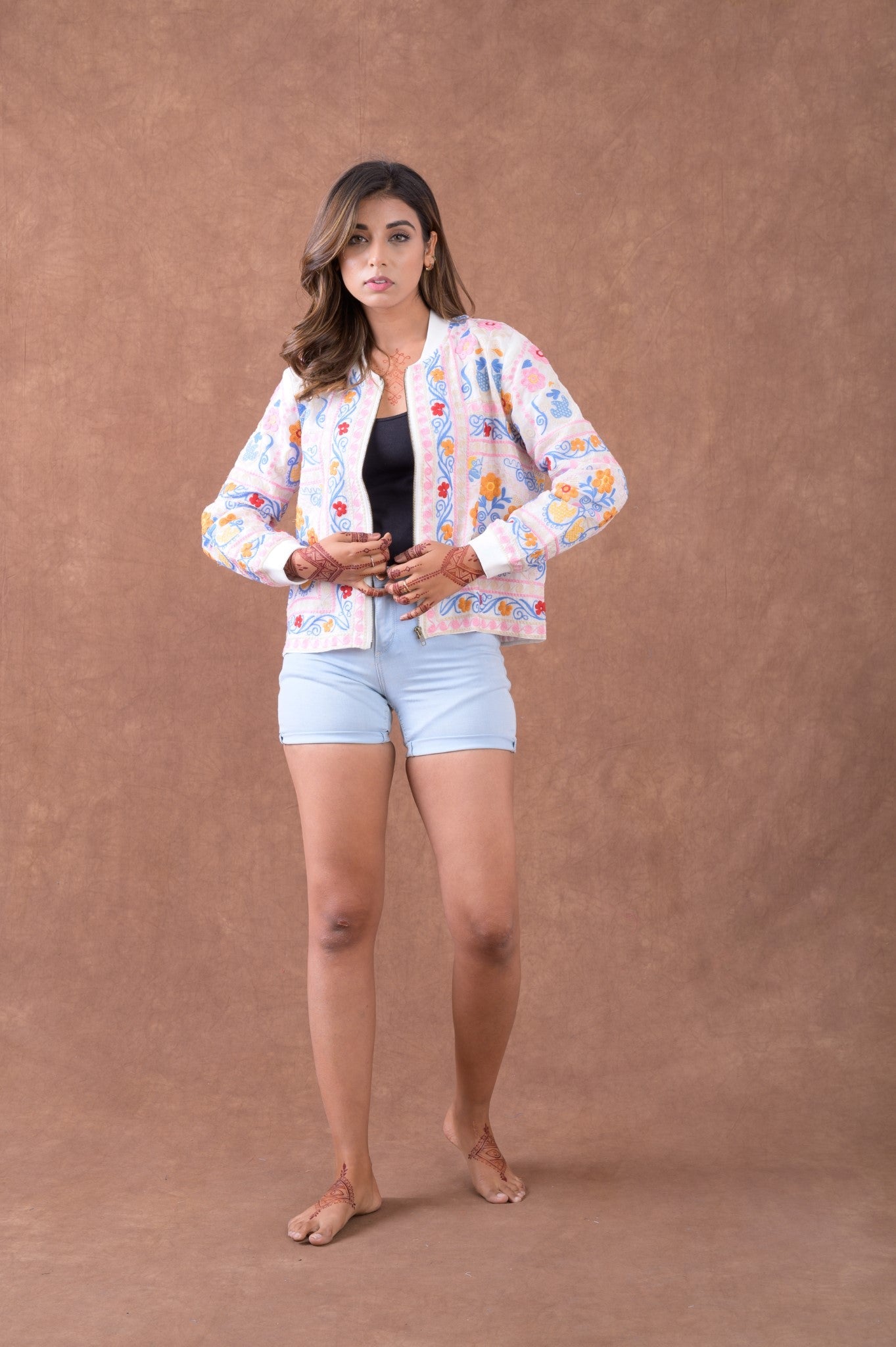 Rhea Flower'd Soft Jacket White / Medium