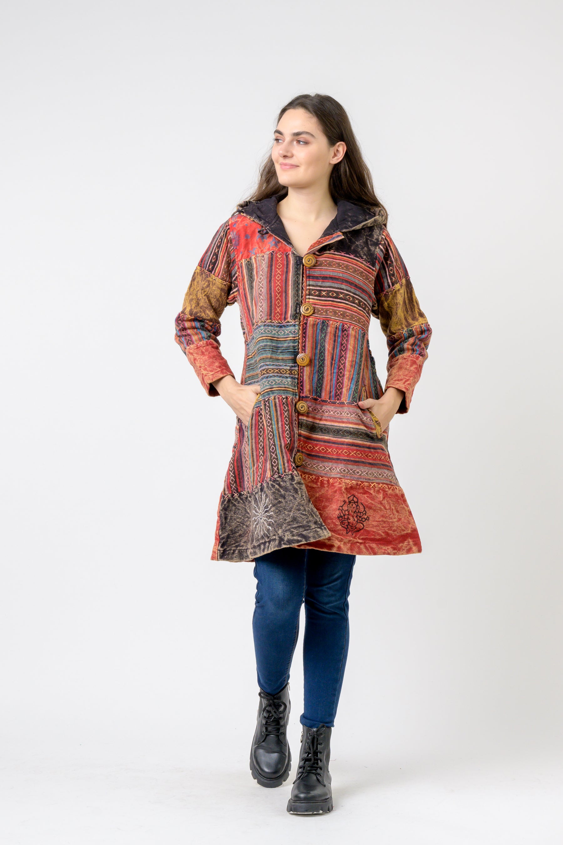 Rhea Cotton Button Long Jacket