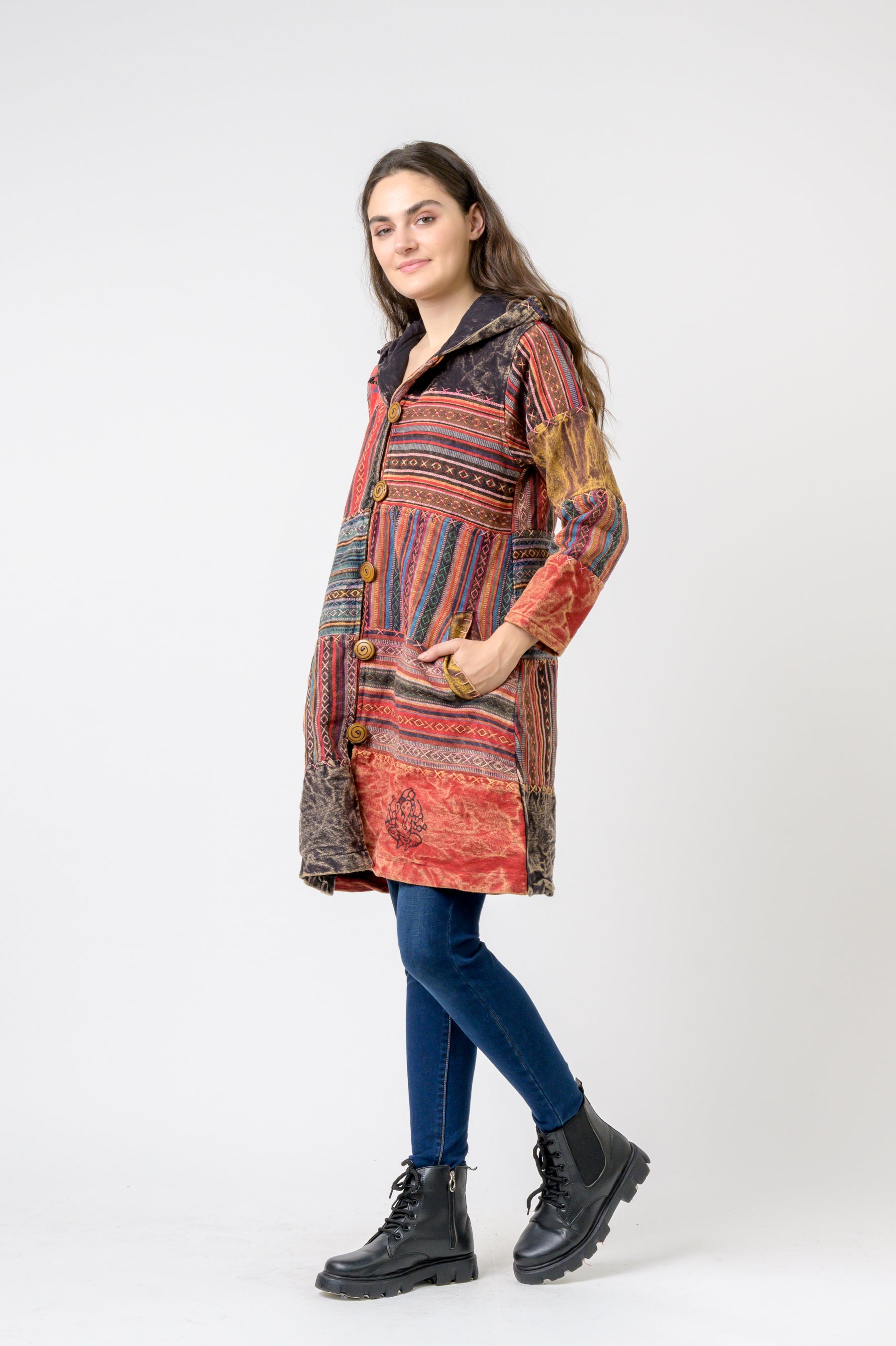 Rhea Cotton Button Long Jacket