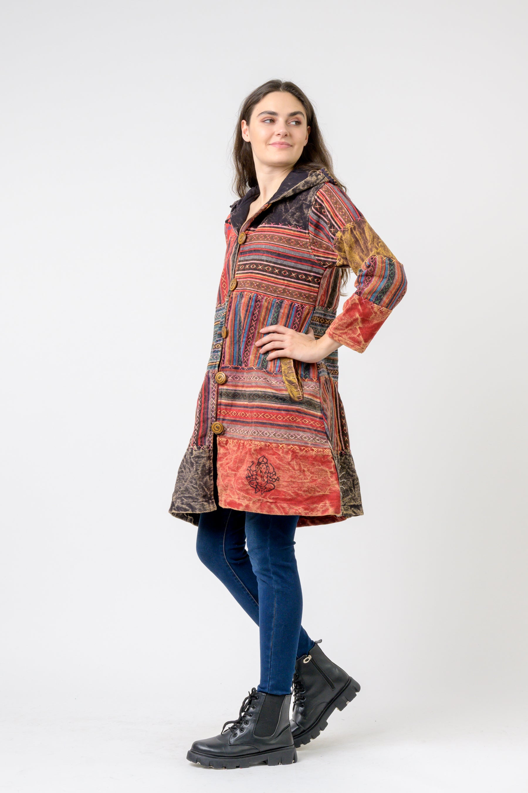 Rhea Cotton Button Long Jacket