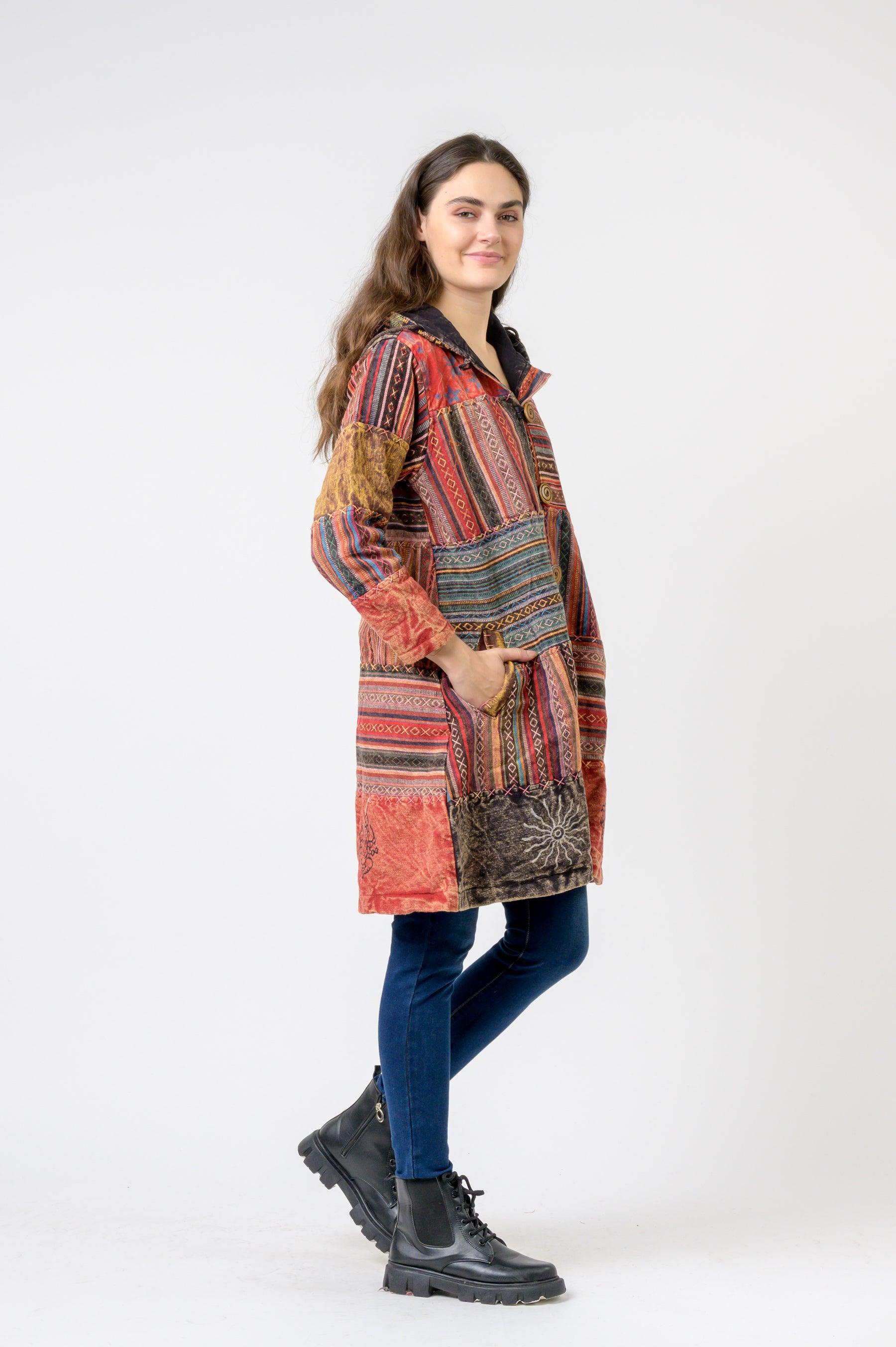 Rhea Cotton Button Long Jacket