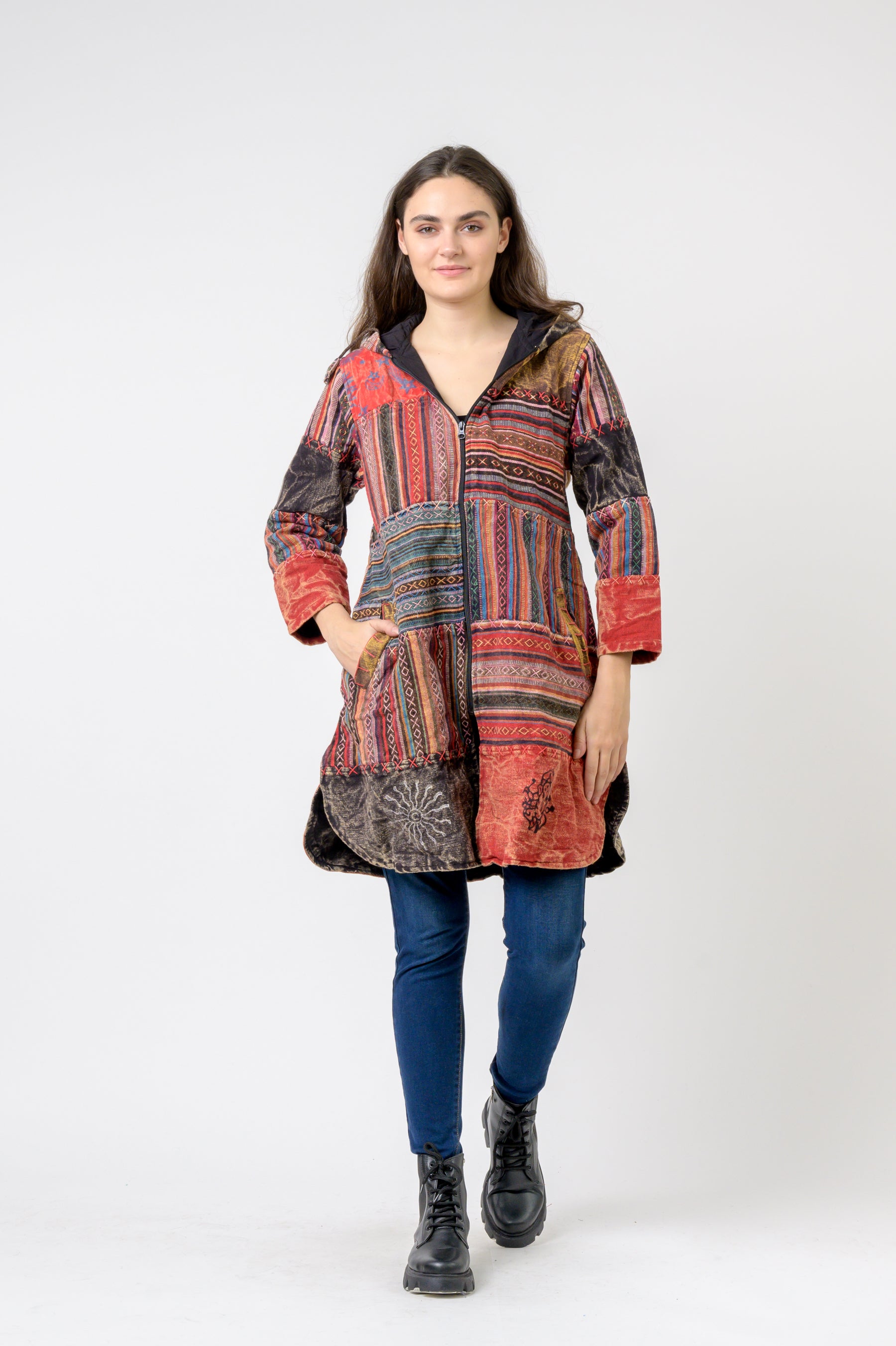 Rhea Cotton Zipper Long Jacket