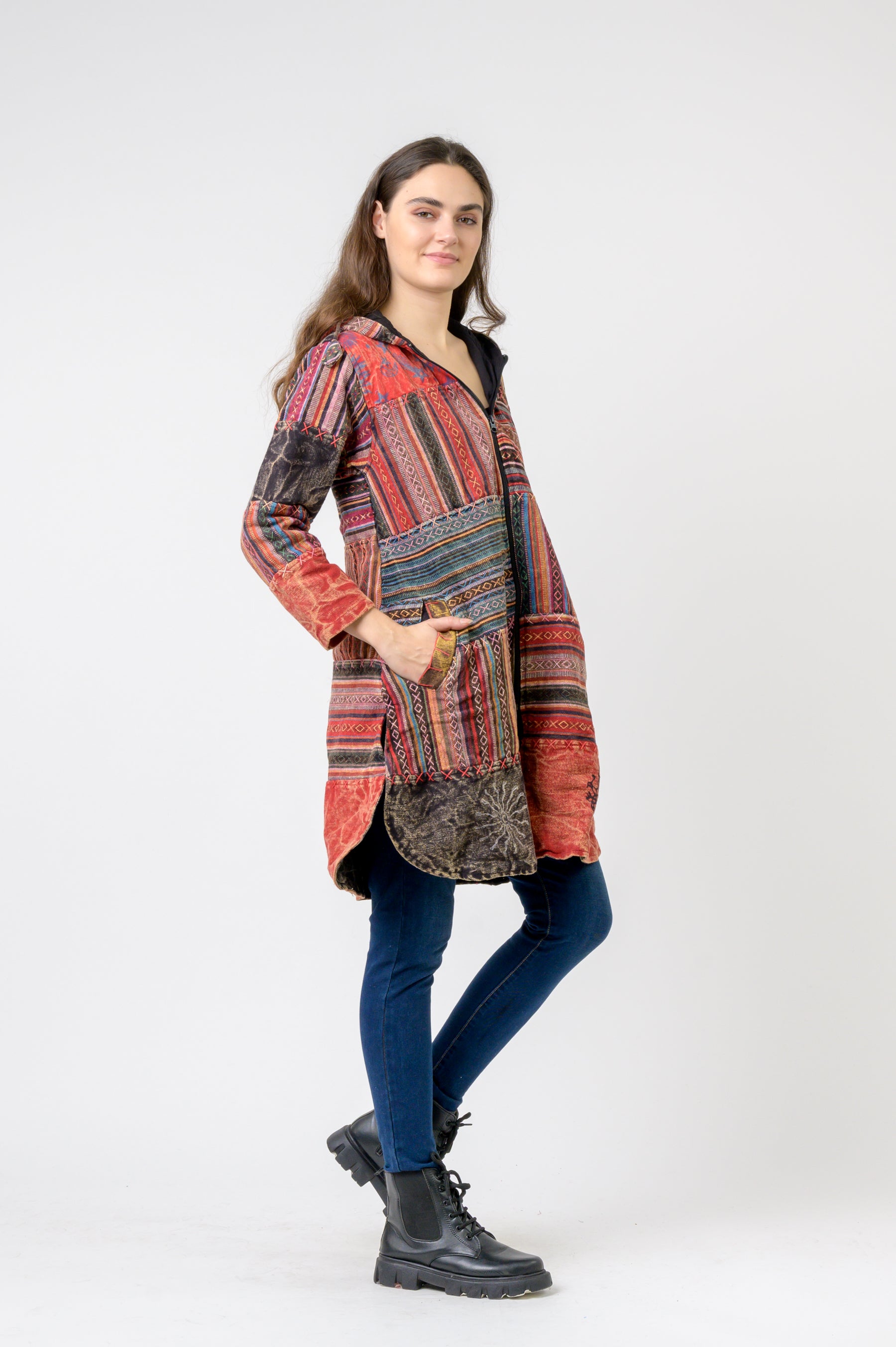 Rhea Cotton Zipper Long Jacket