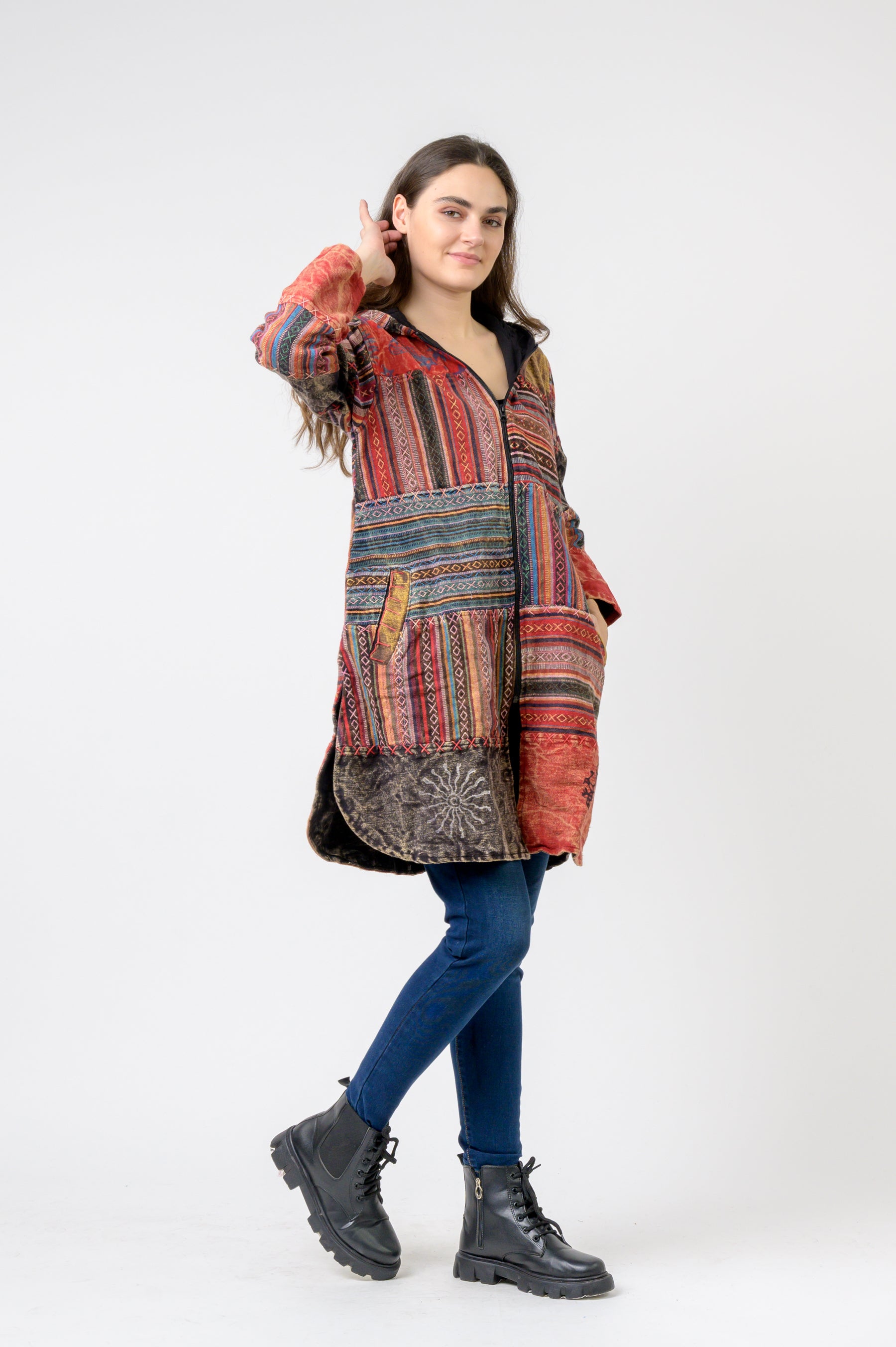 Rhea Cotton Zipper Long Jacket