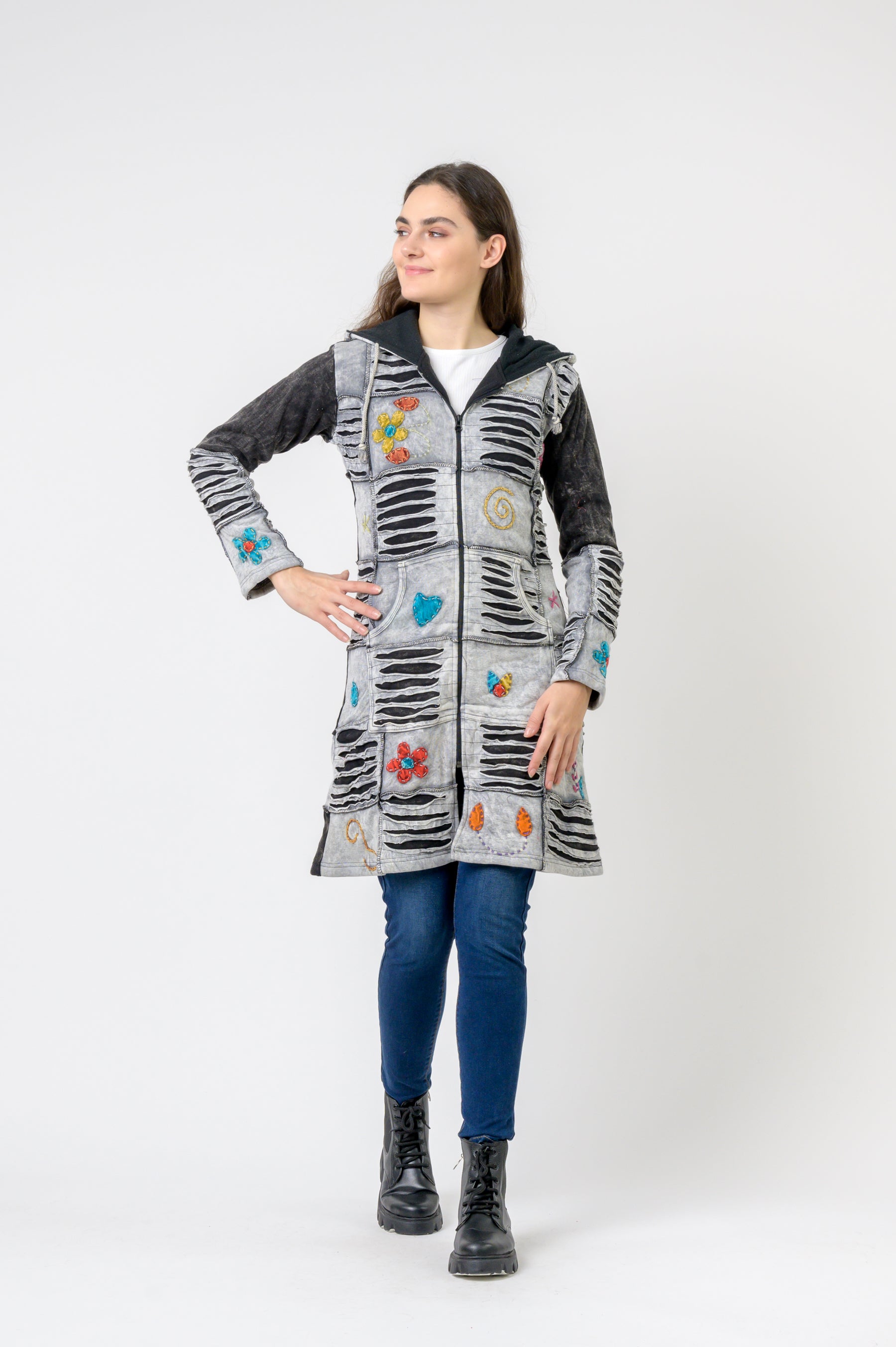 Rhea Cotton Long Flower Jacket