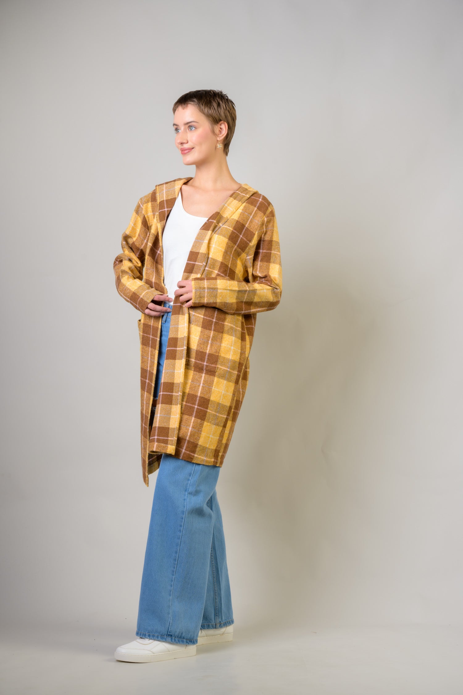 Rhea Heather Hoodie Shrug Coat Mustard / L/X