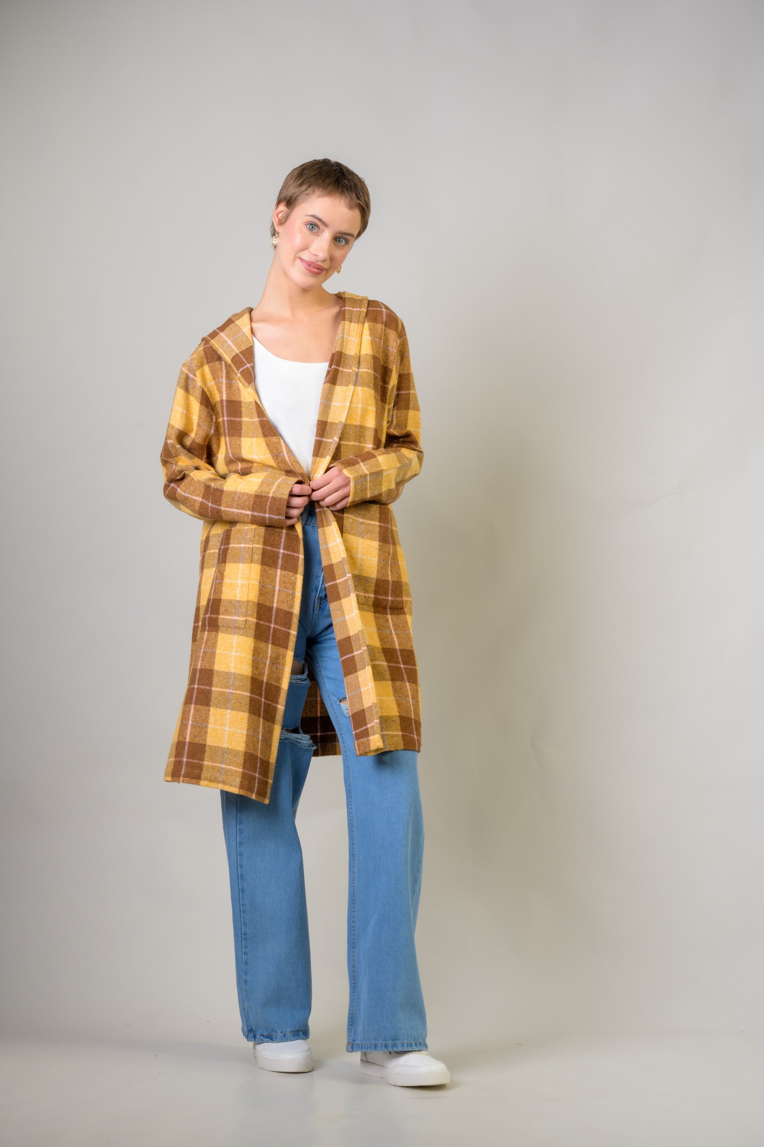 Rhea Heather Hoodie Shrug Coat Mustard / L/X