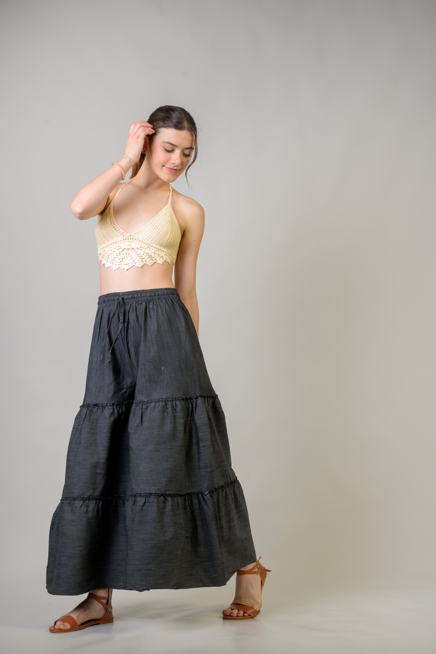 Rhea Tie-Front Denim Pants Assorted / One Size