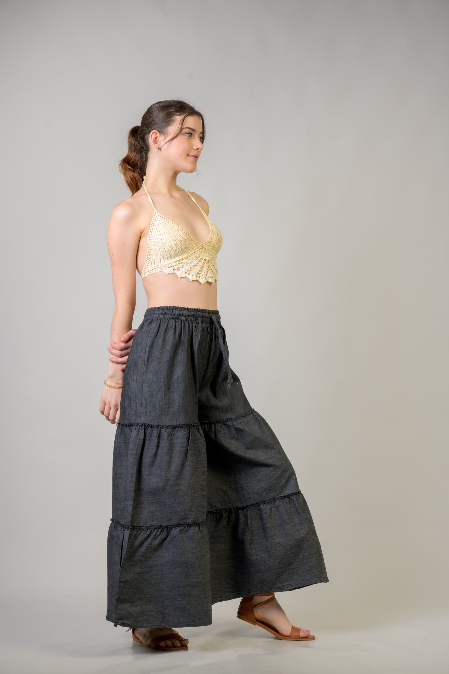 Rhea Tie-Front Denim Pants Assorted / One Size