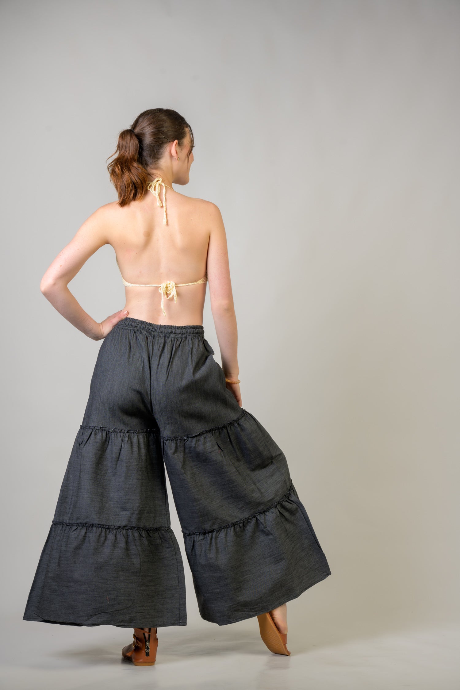 Rhea Tie-Front Denim Pants Assorted / One Size