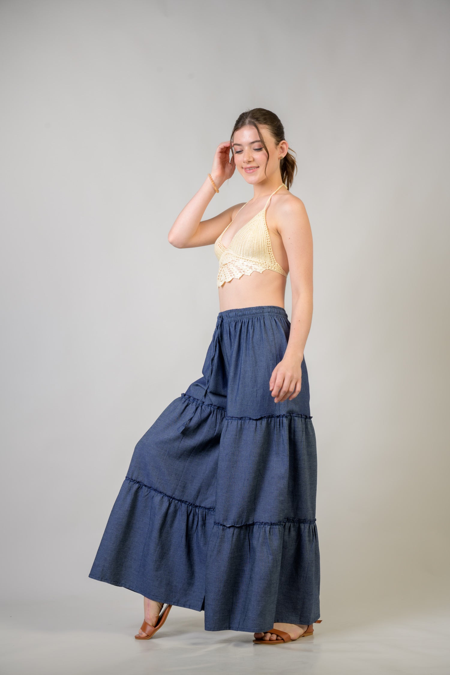 Rhea Tie-Front Denim Pants Assorted / One Size