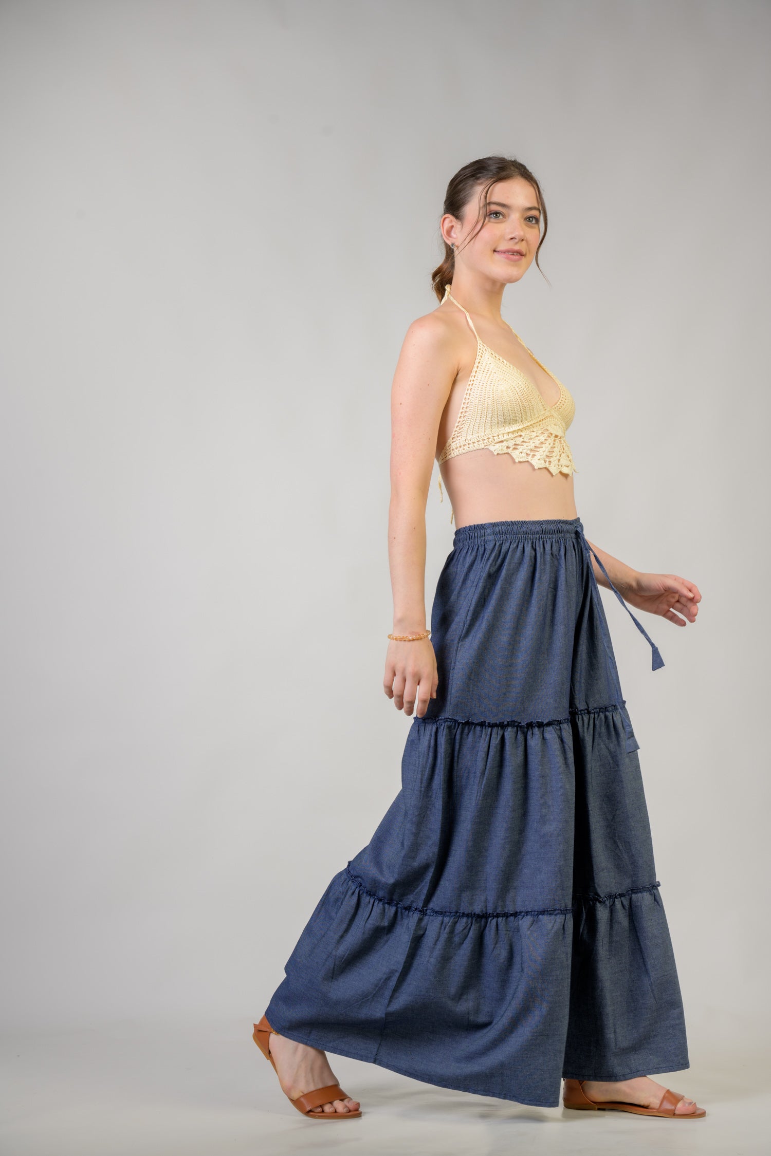 Rhea Tie-Front Denim Pants Assorted / One Size