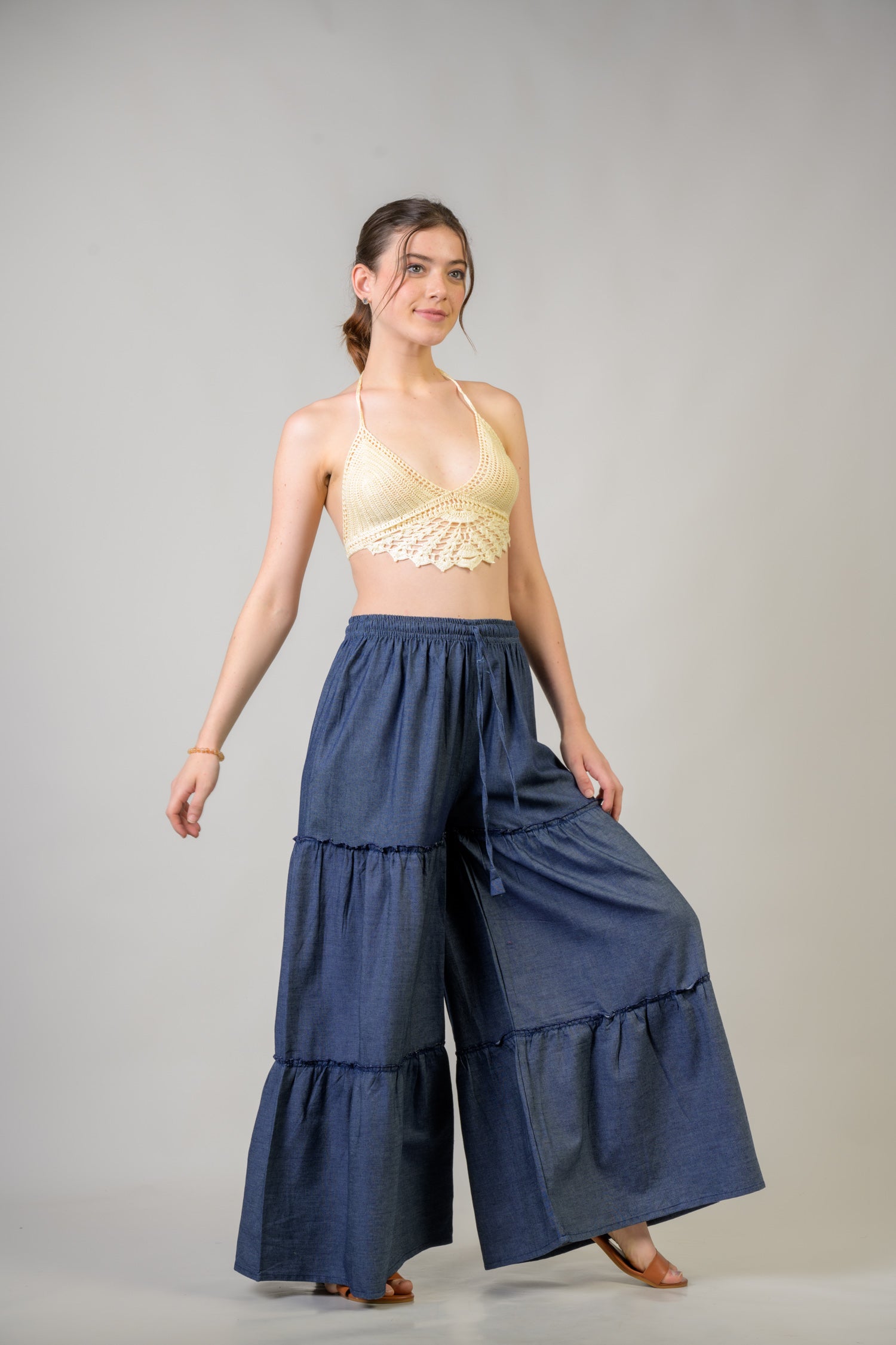 Rhea Tie-Front Denim Pants Assorted / One Size