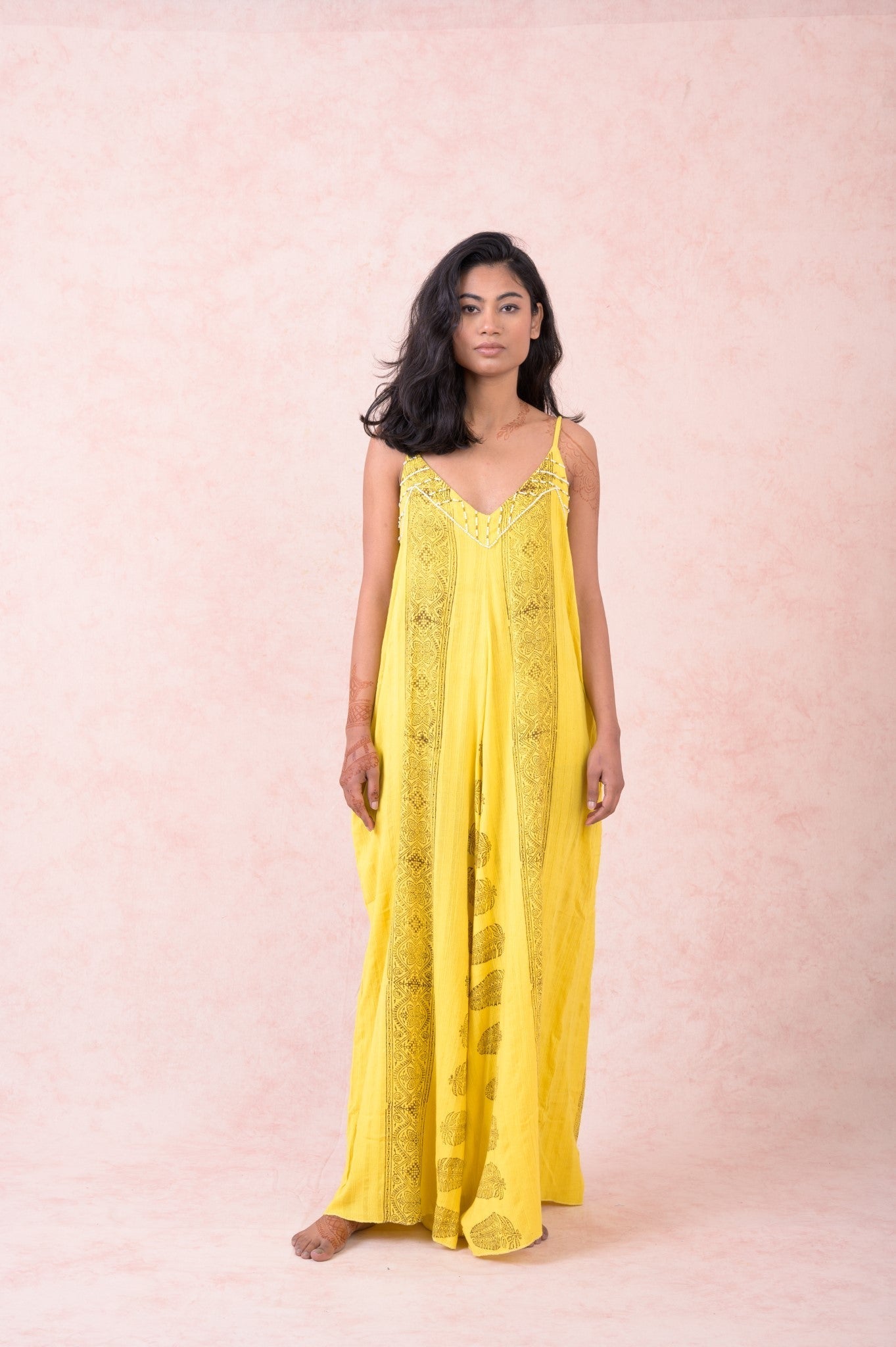 Rhea Pattern & Strap Jumpsuit Yellow / One Size