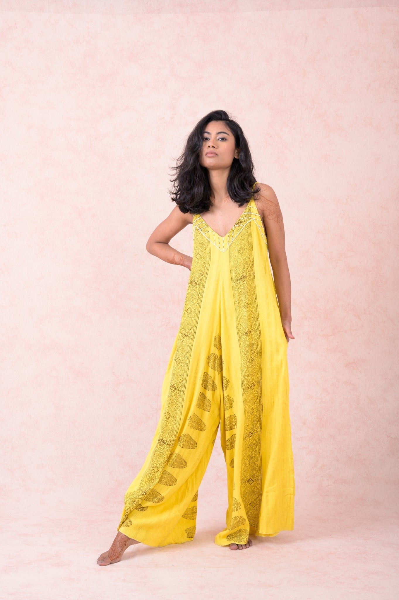Rhea Pattern & Strap Jumpsuit Yellow / One Size