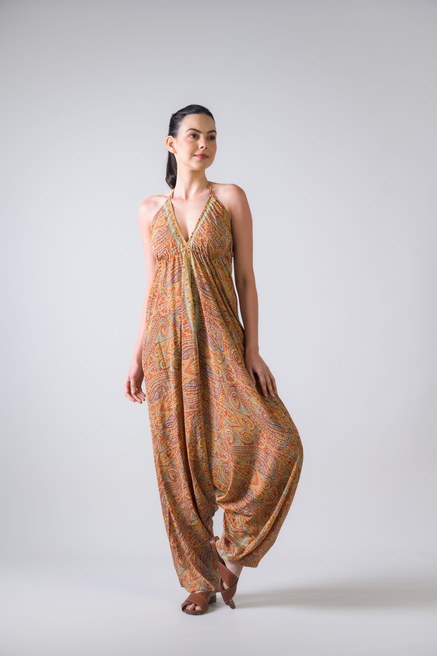 Rhea Boho Print Harem Jumpsuit Assorted / One Size