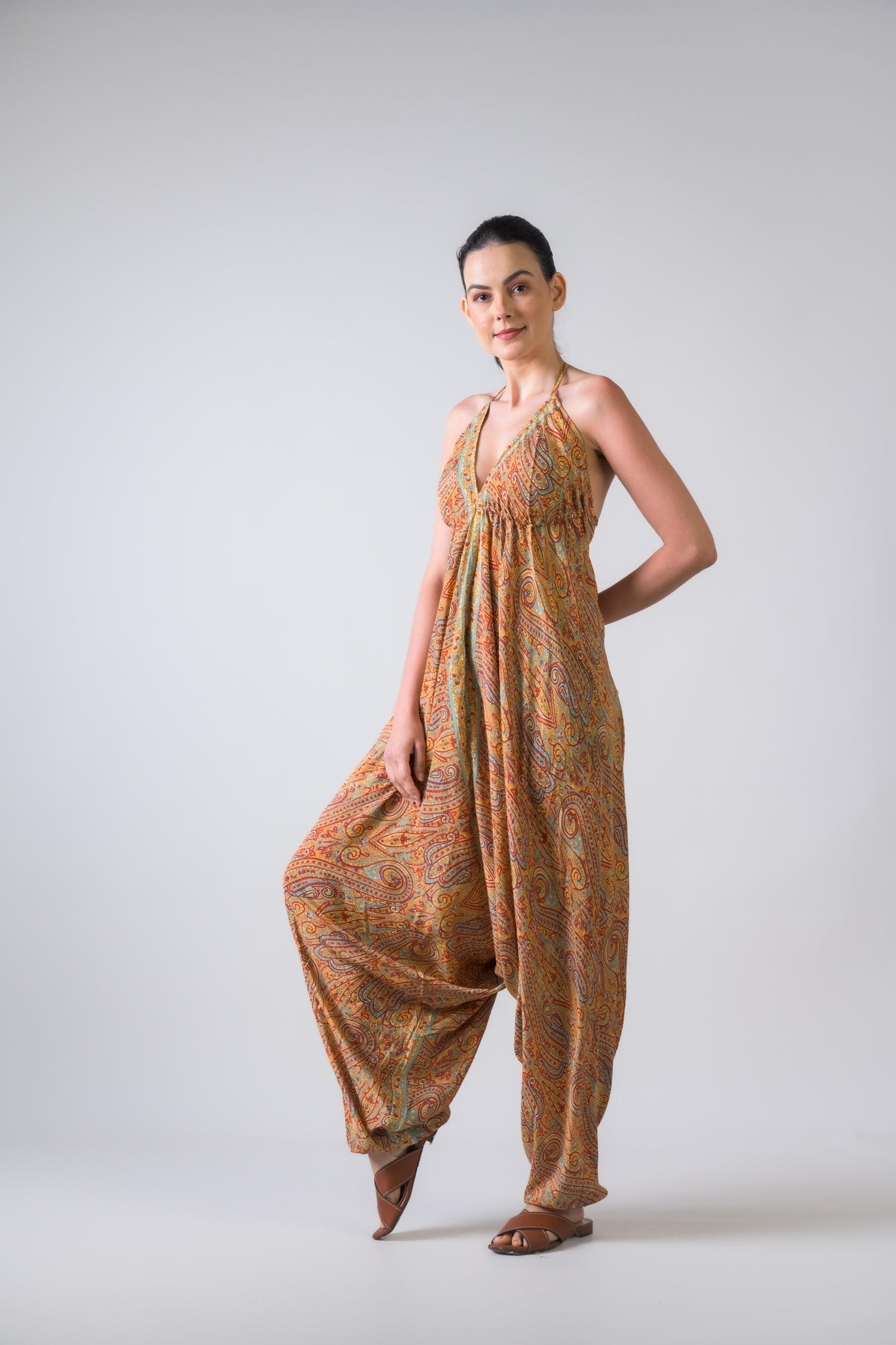 Rhea Boho Print Harem Jumpsuit Assorted / One Size