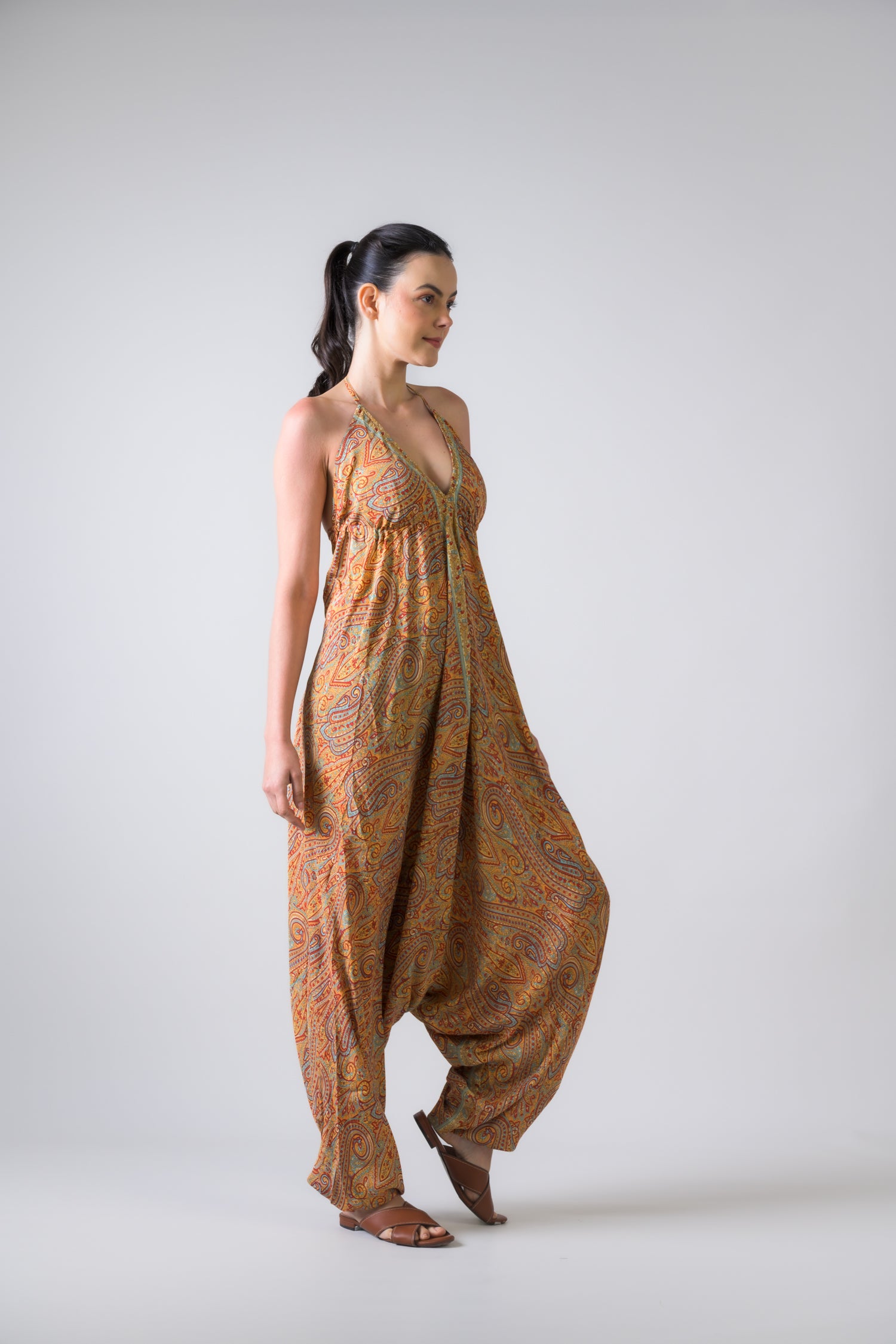 Rhea Boho Print Harem Jumpsuit Assorted / One Size