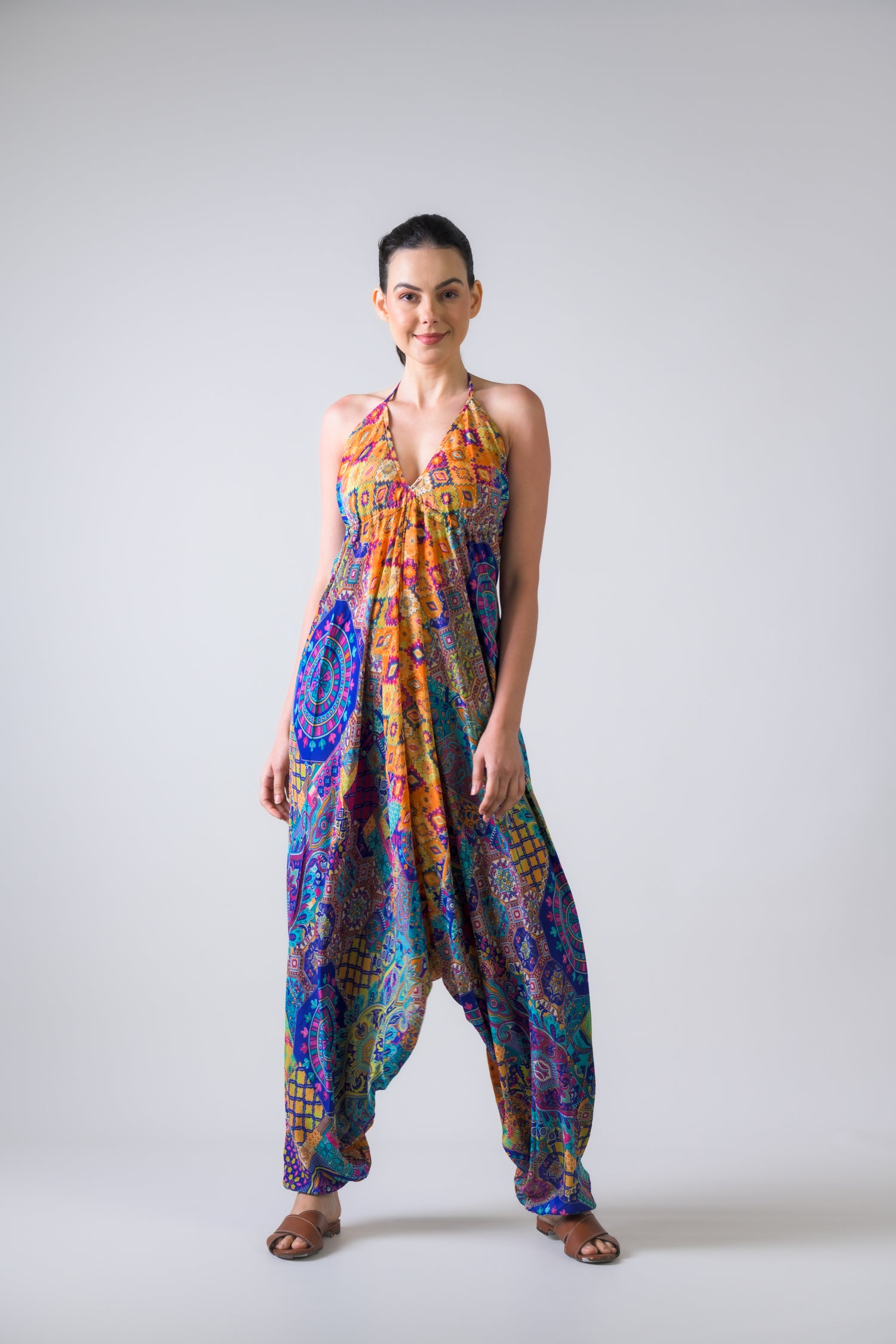 Rhea Boho Print Harem Jumpsuit Assorted / One Size