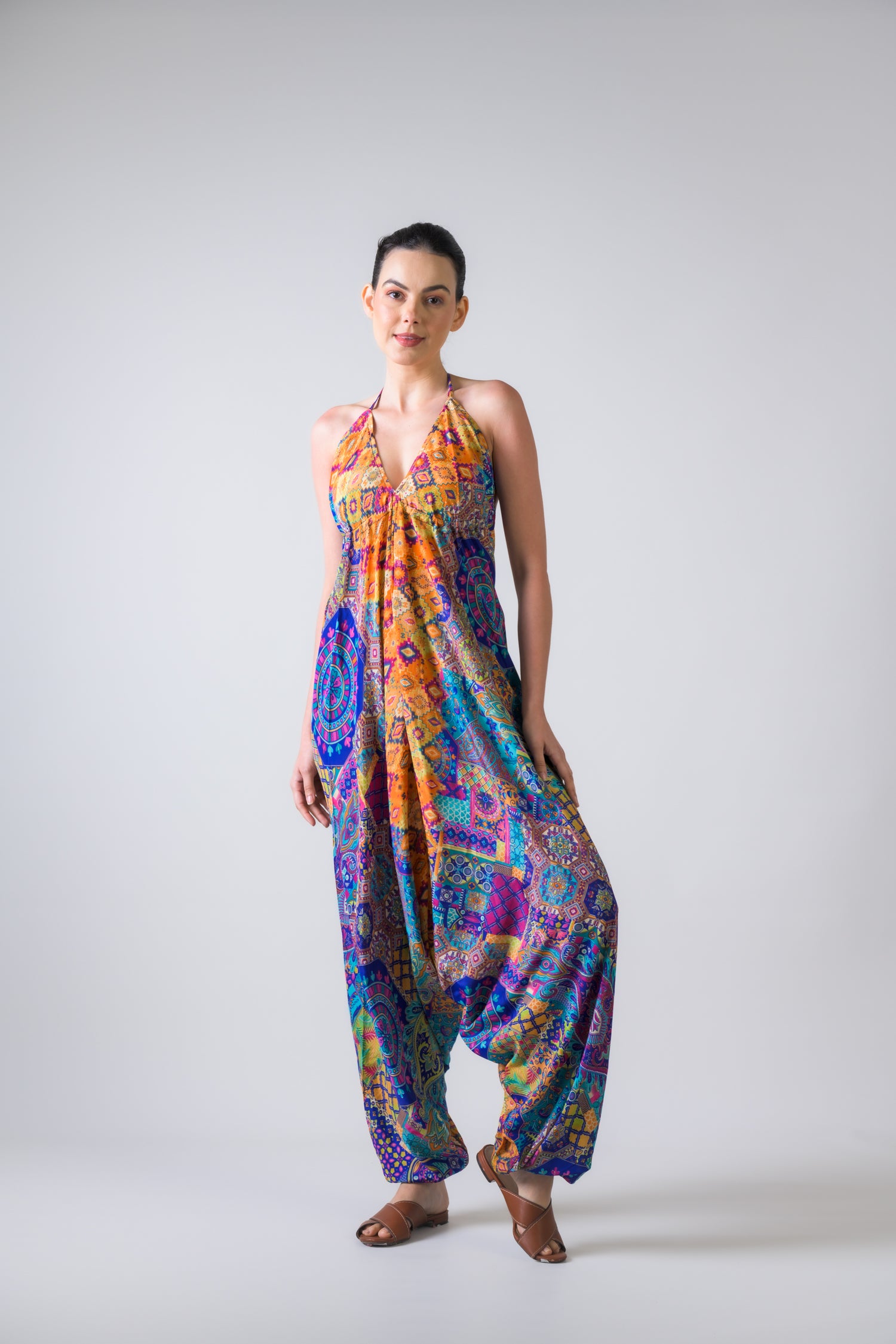 Rhea Boho Print Harem Jumpsuit Assorted / One Size